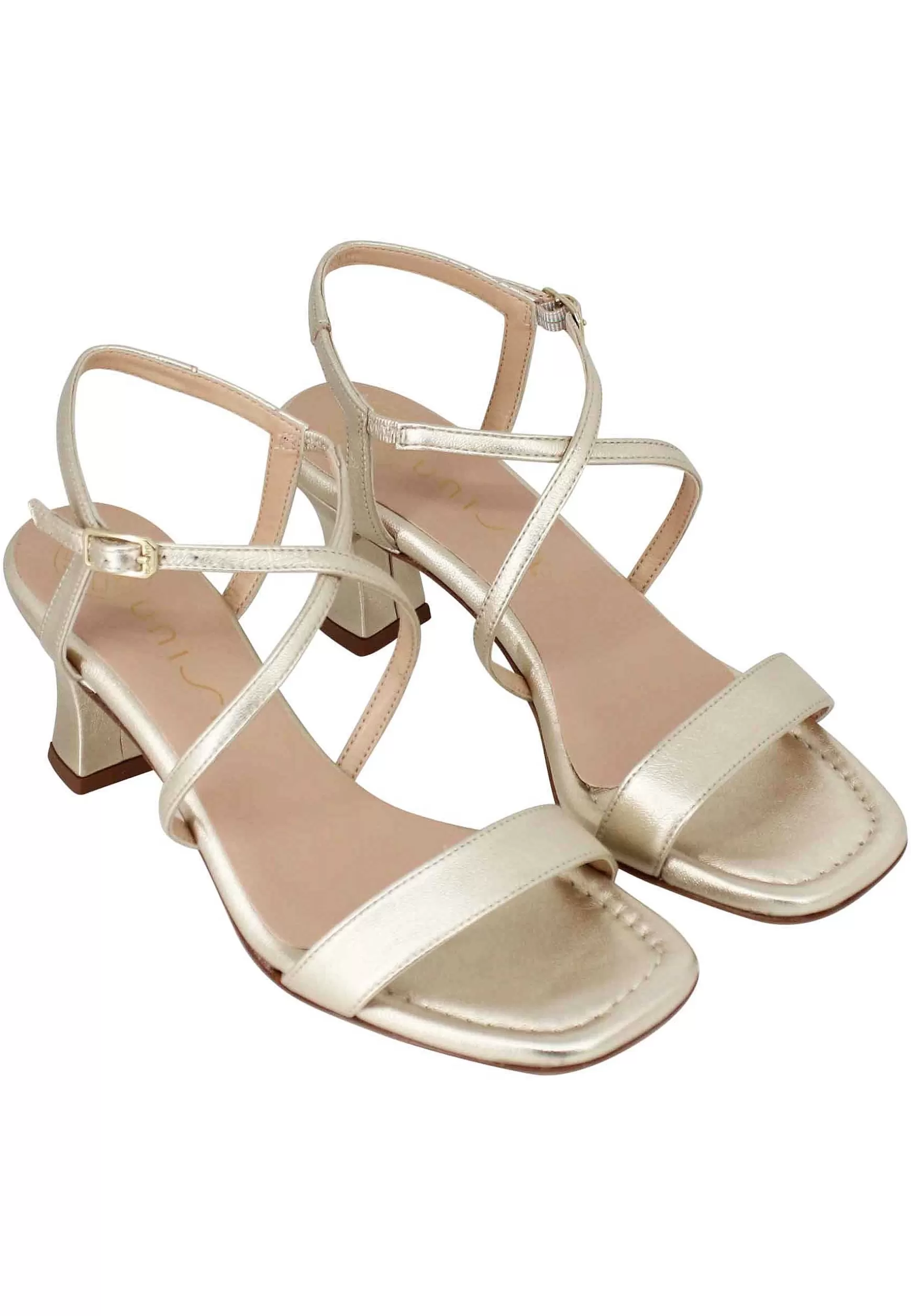 Sandali Slingback Da Donna In Pelle Platino Con Suola In Cuoio E Punta Quadra*Unisa Sale