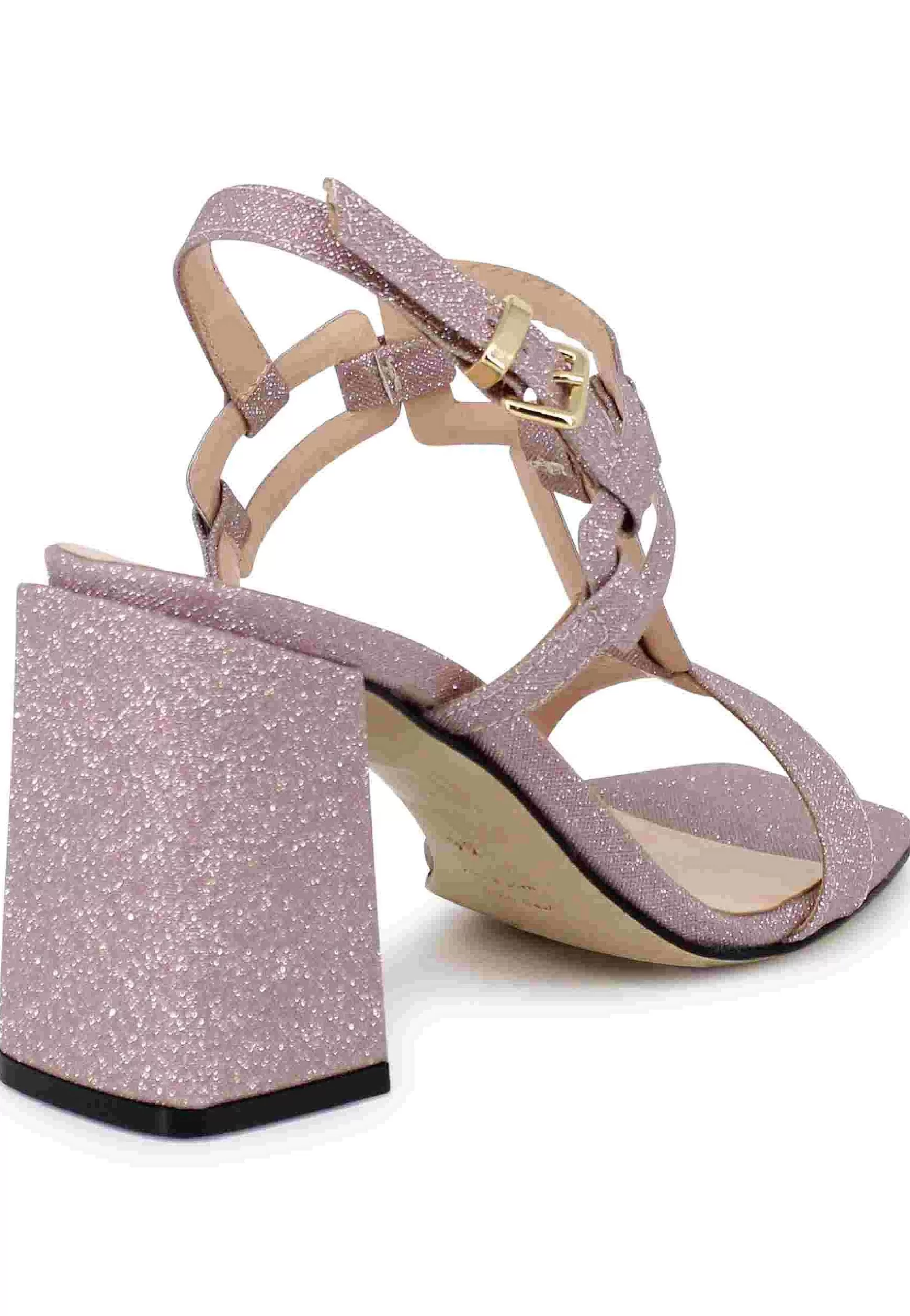 Sandali Slingback Donna In Glitter Rosa Con Tacco Alto E Punta Quadra** Cheap