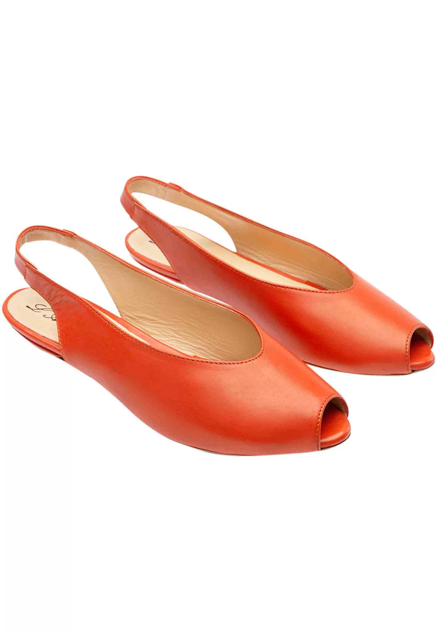 Sandai Singback Donna In Pee Arancio Tacco Basso E Suoa In Cuoio*L Outlet