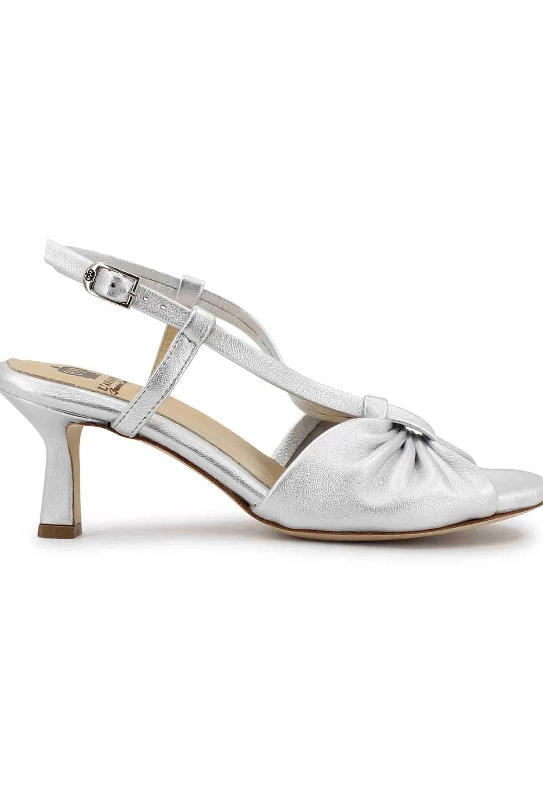 Sandai Singback Donna In Pee Argento Con Suoa In Cuoio*L Fashion