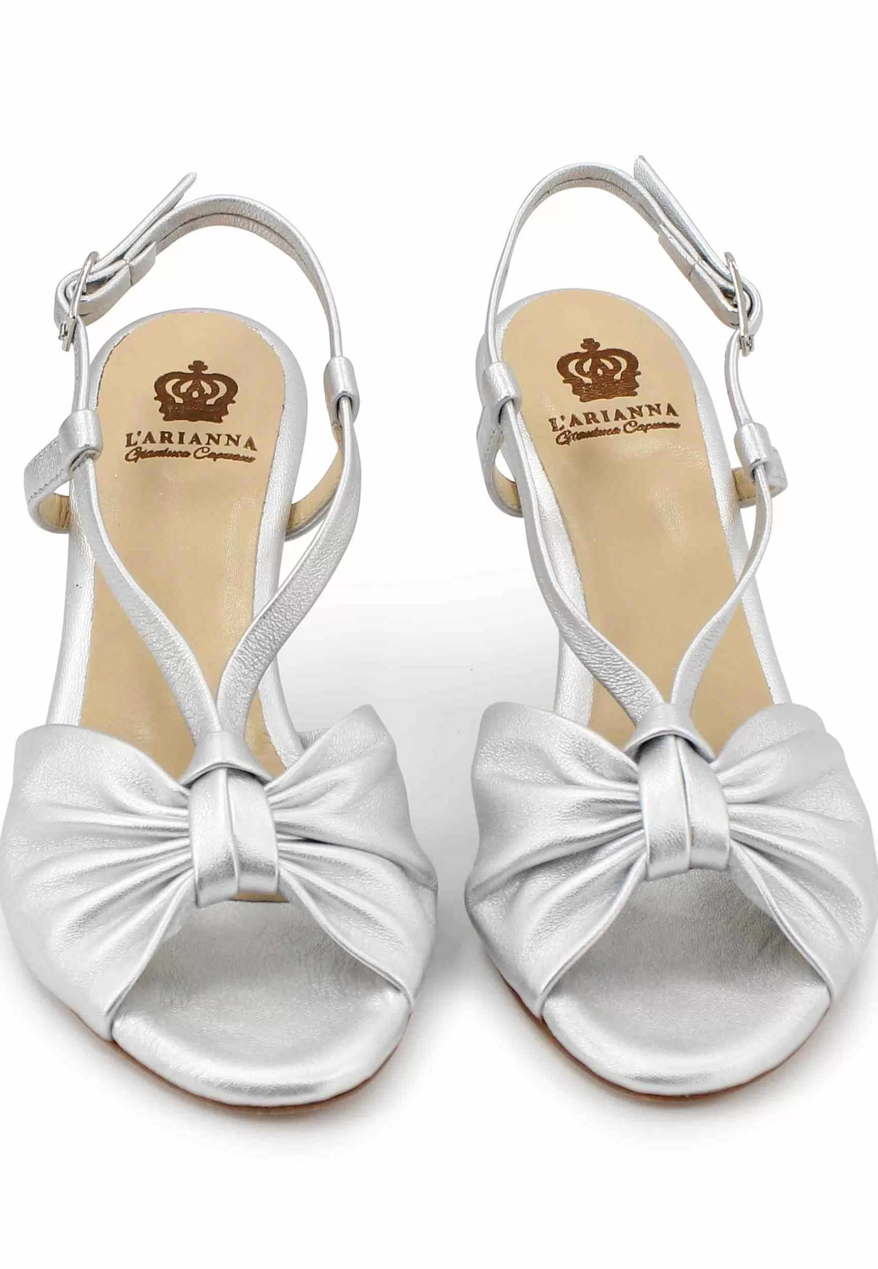 Sandai Singback Donna In Pee Argento Con Suoa In Cuoio*L Fashion