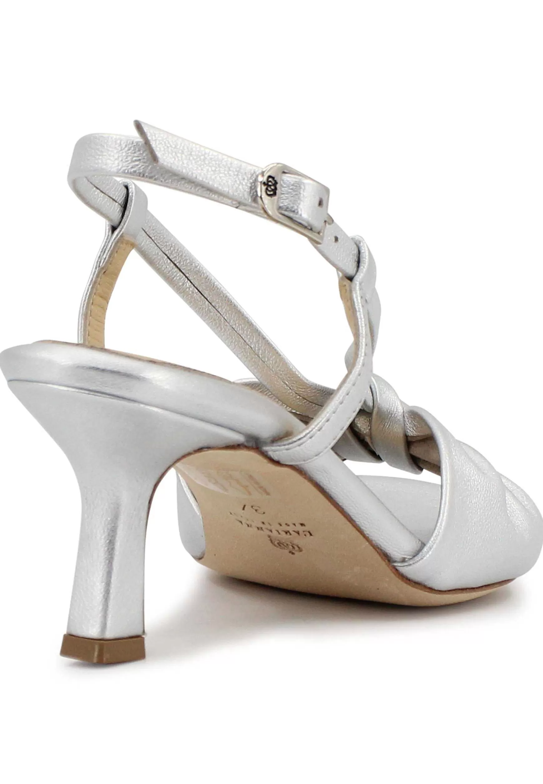 Sandai Singback Donna In Pee Argento Con Suoa In Cuoio*L Fashion