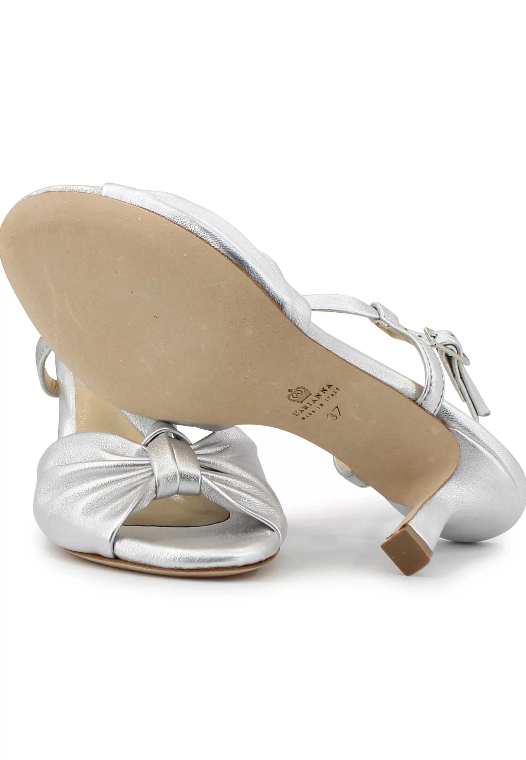 Sandai Singback Donna In Pee Argento Con Suoa In Cuoio*L Fashion