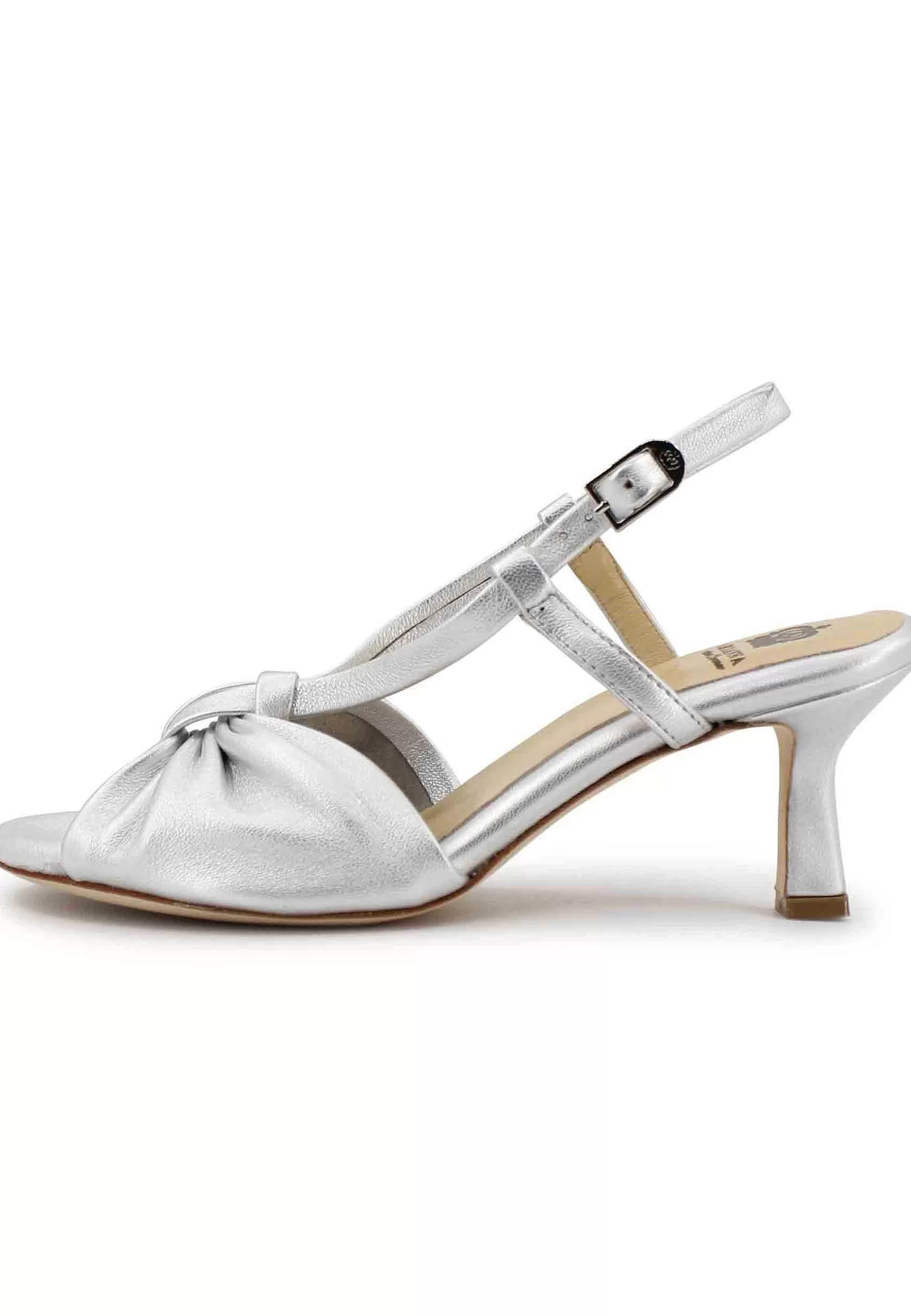 Sandai Singback Donna In Pee Argento Con Suoa In Cuoio*L Fashion