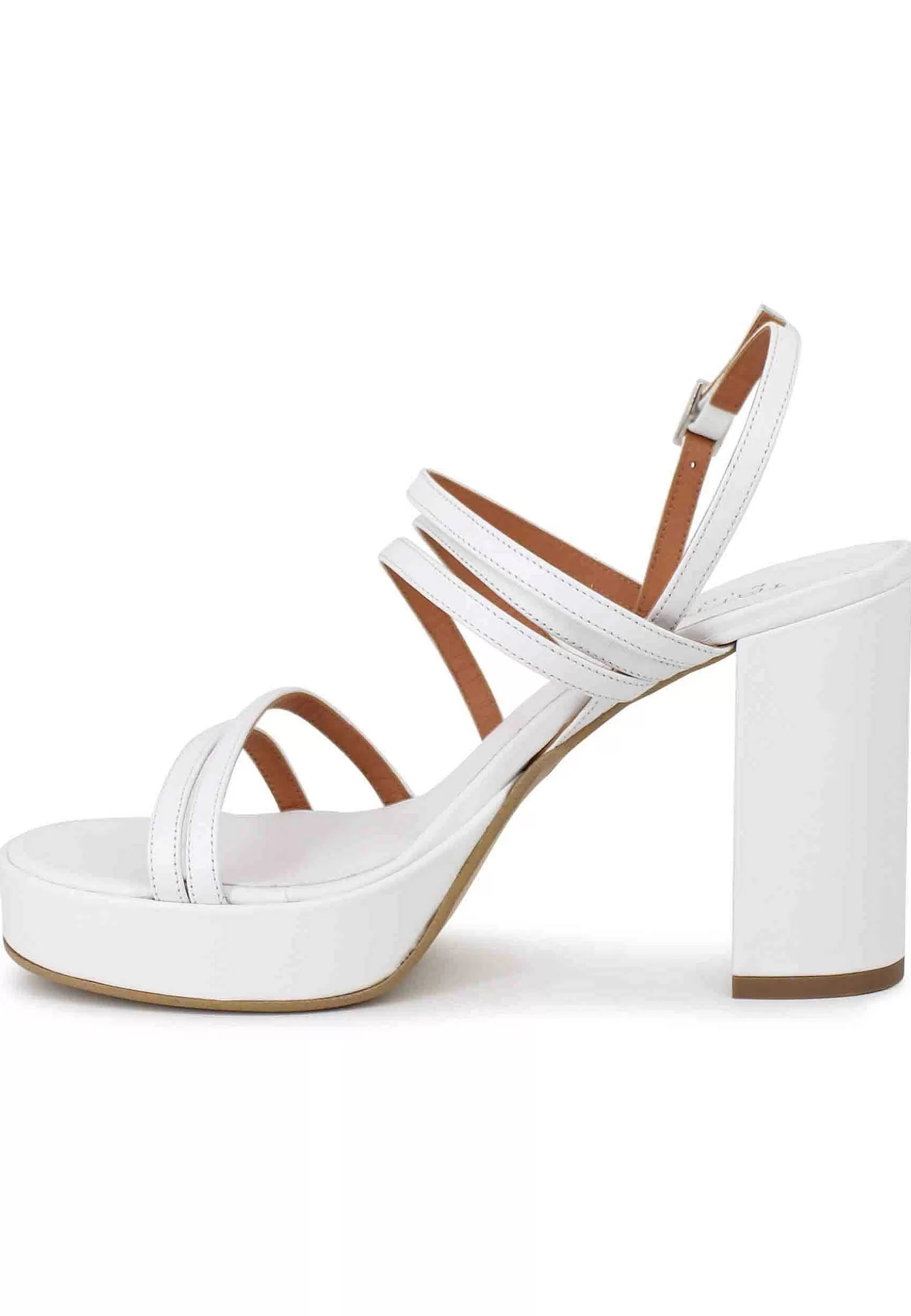Sandali Slingback Donna In Pelle Bianca Con Tacco Alto E Plateau*Tattoo Hot