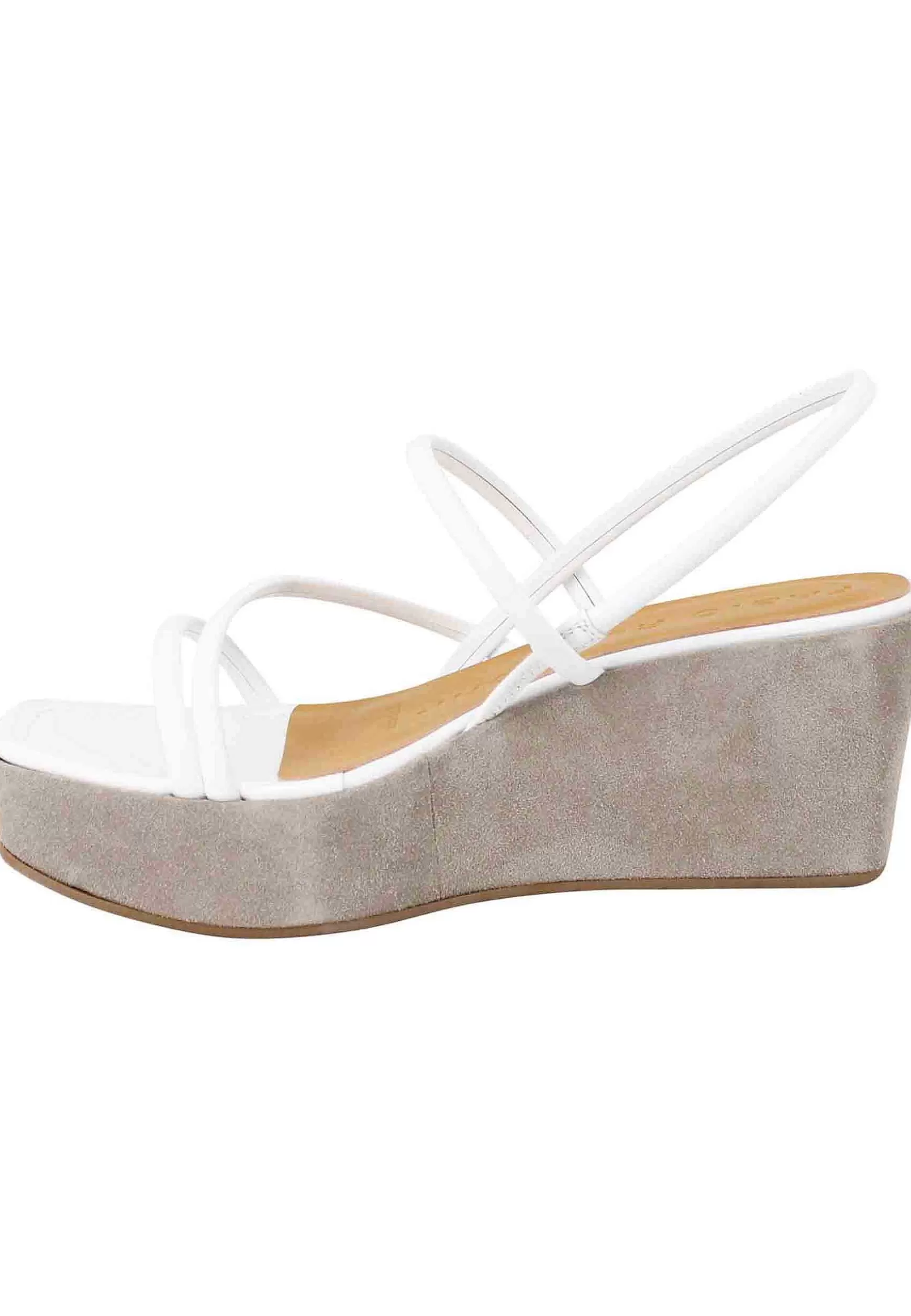 Sandali Slingback Donna In Pelle Bianca Con Zeppa E Punta Quadra*Fabio Rusconi Fashion