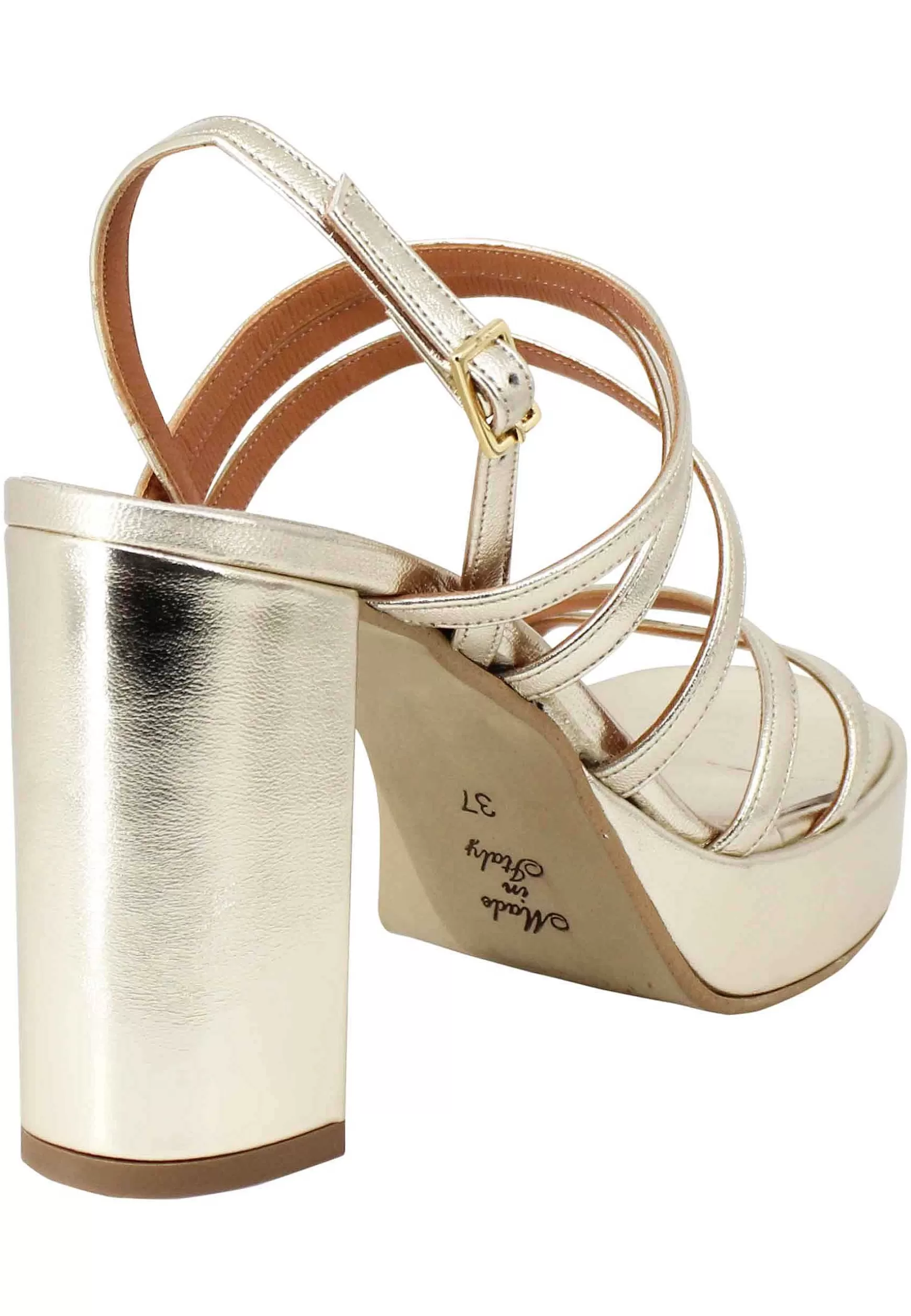 Sandali Slingback Donna In Pelle Laminata Platino Con Tacco Alto E Plateau*Tattoo Outlet