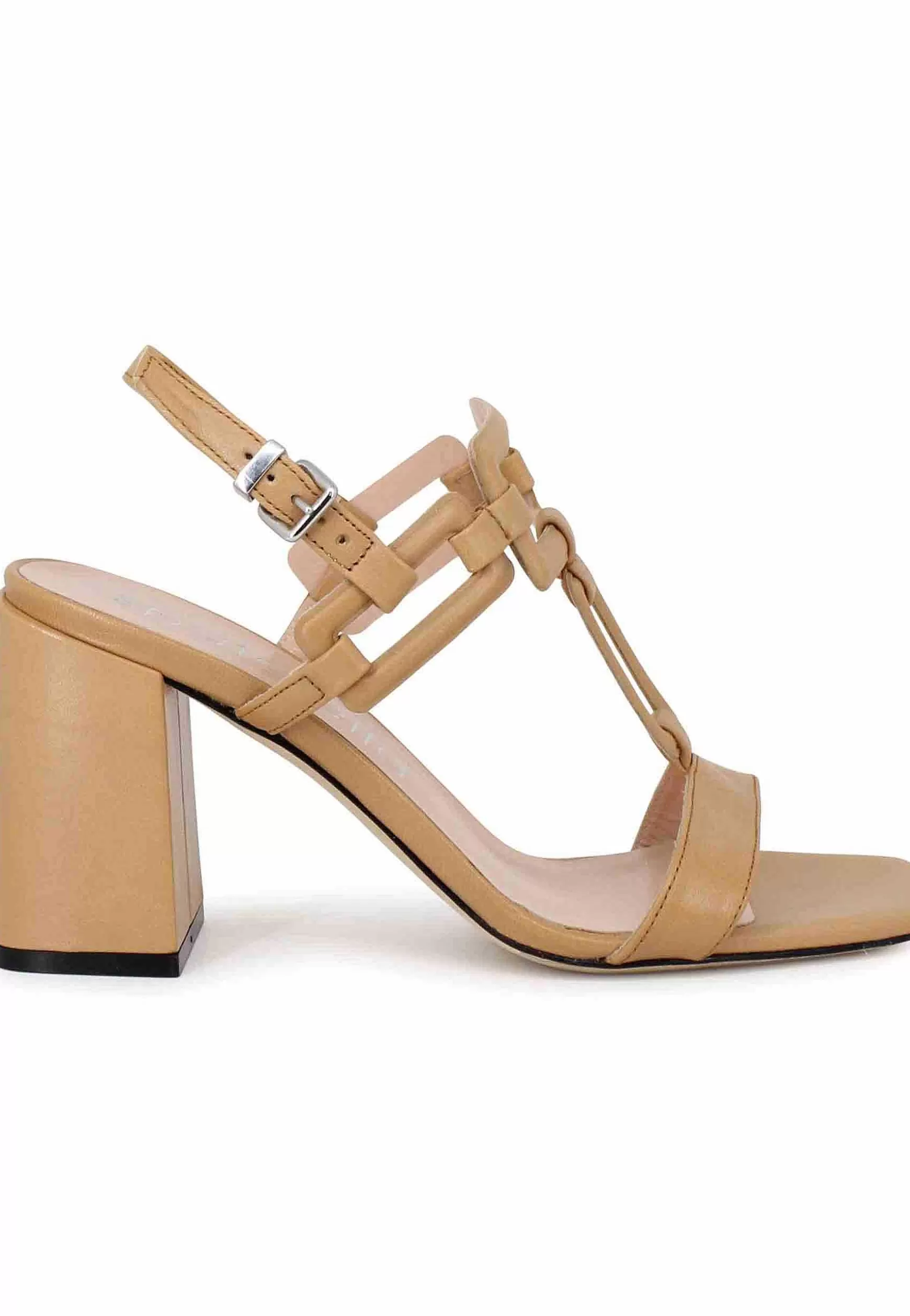 Sandali Slingback Donna In Pelle Naturale Con Tacco Alto E Punta Quadra** Cheap