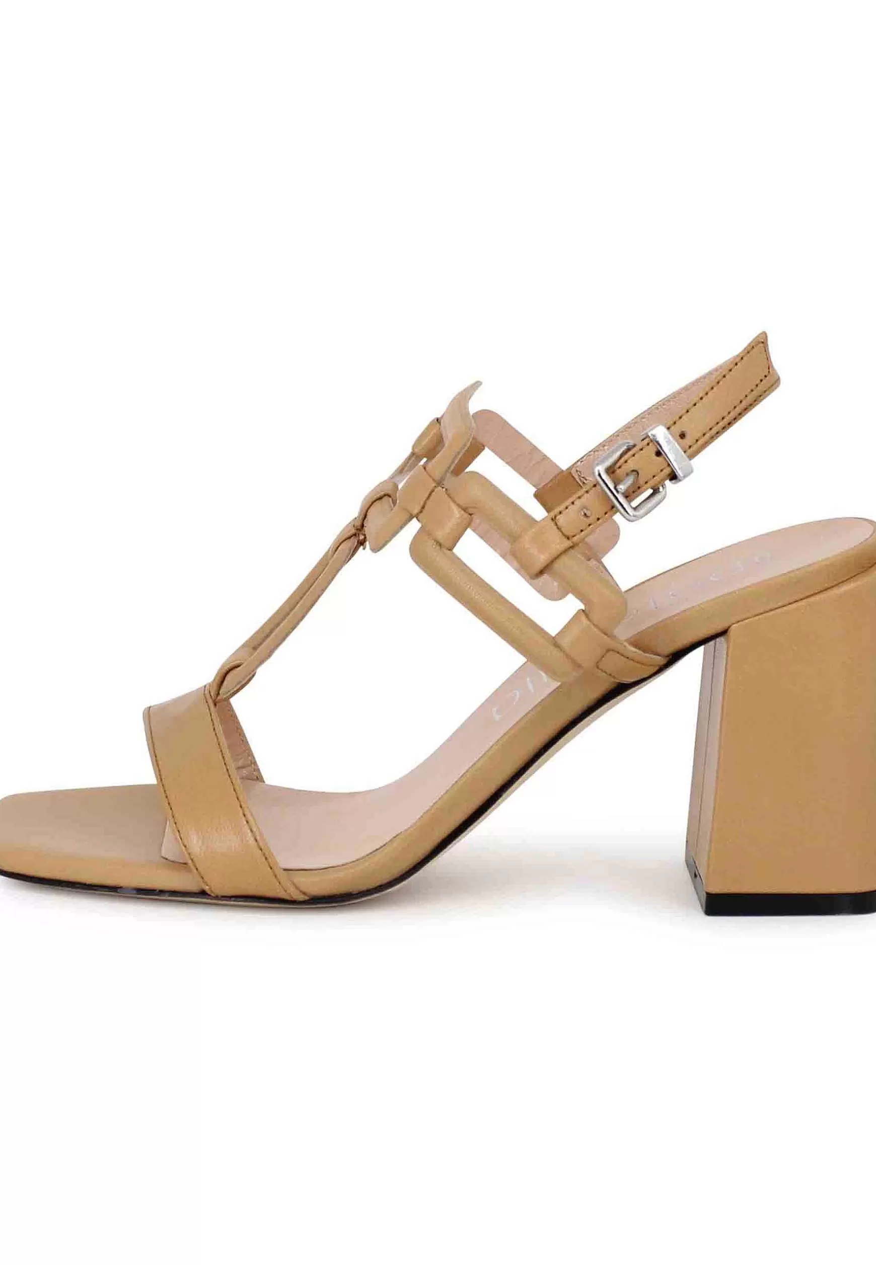 Sandali Slingback Donna In Pelle Naturale Con Tacco Alto E Punta Quadra** Cheap