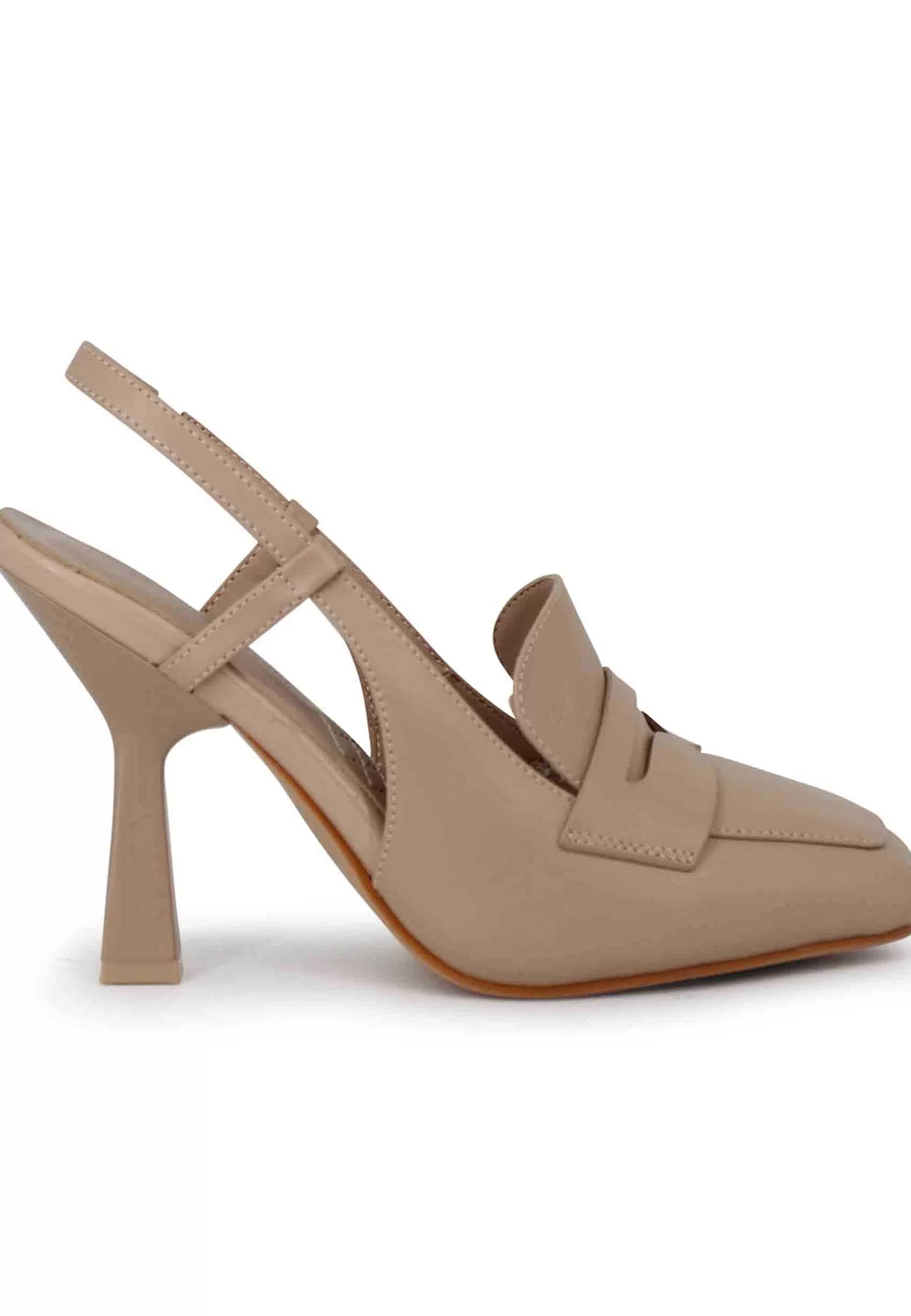 Sandali Slingback Donna In Pelle Natutale Von Tacco Alto E Punta Quadra*Manufacture D Online