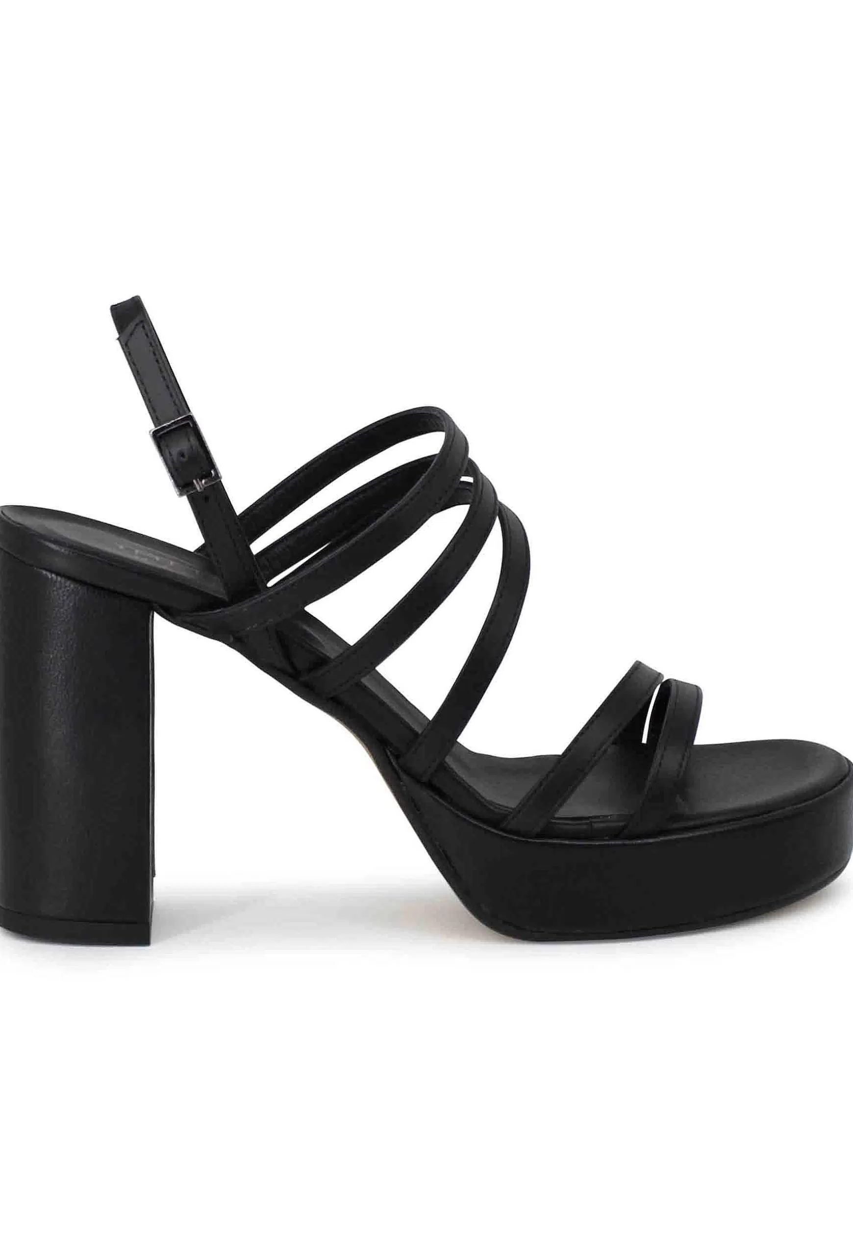 Sandali Slingback Donna In Pelle Nera Con Tacco Alto E Plateau*Tattoo Flash Sale