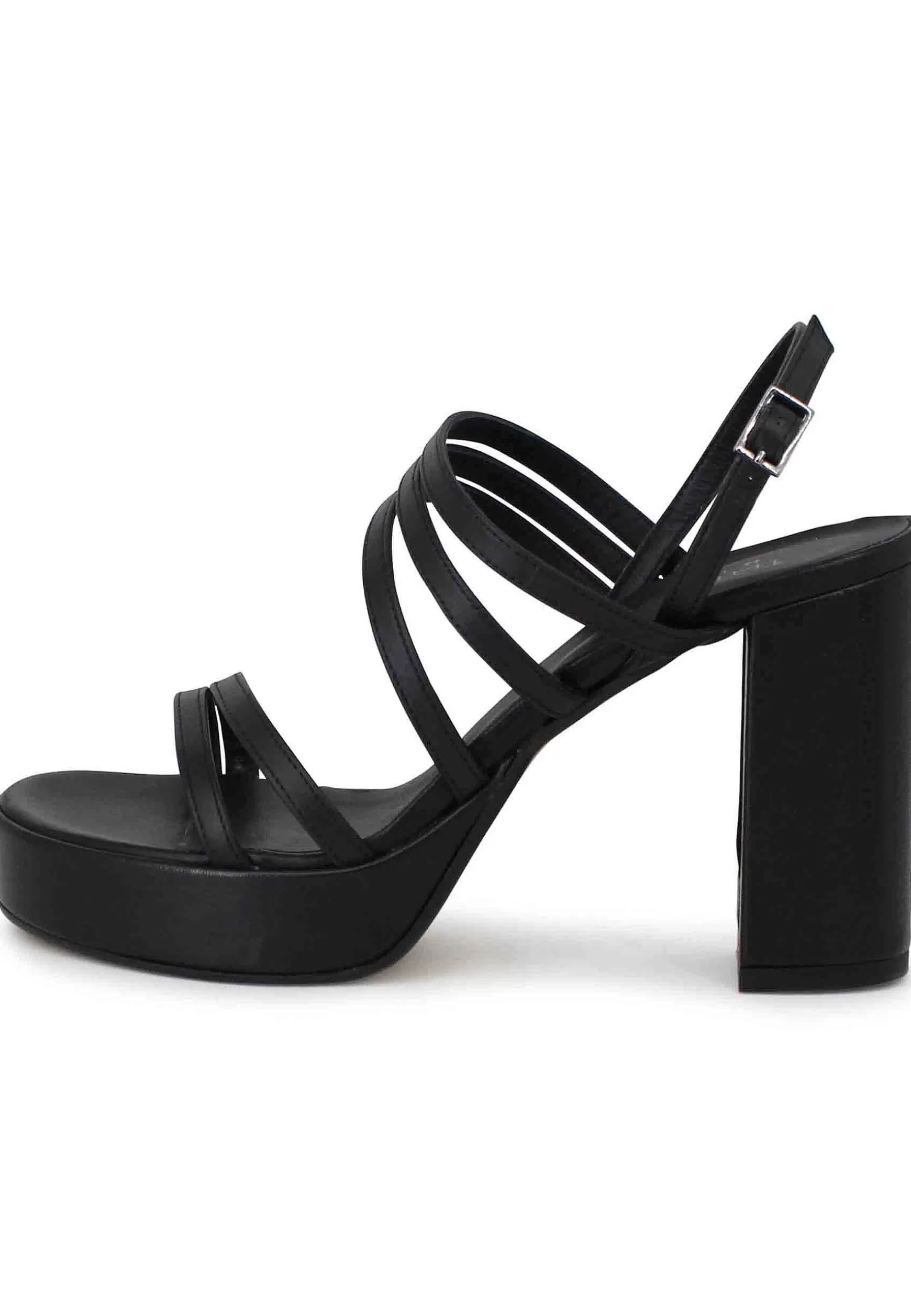 Sandali Slingback Donna In Pelle Nera Con Tacco Alto E Plateau*Tattoo Flash Sale
