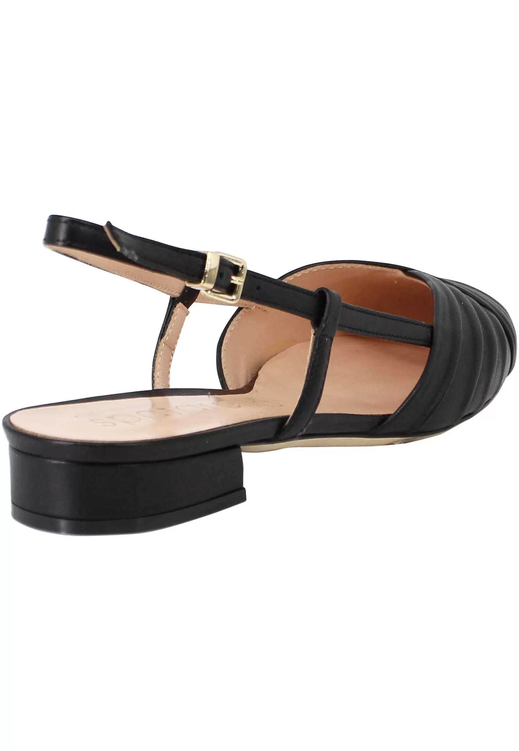 Sandali Slingback Donna In Pelle Nera Tacco Basso E Punta Chiusa** Online