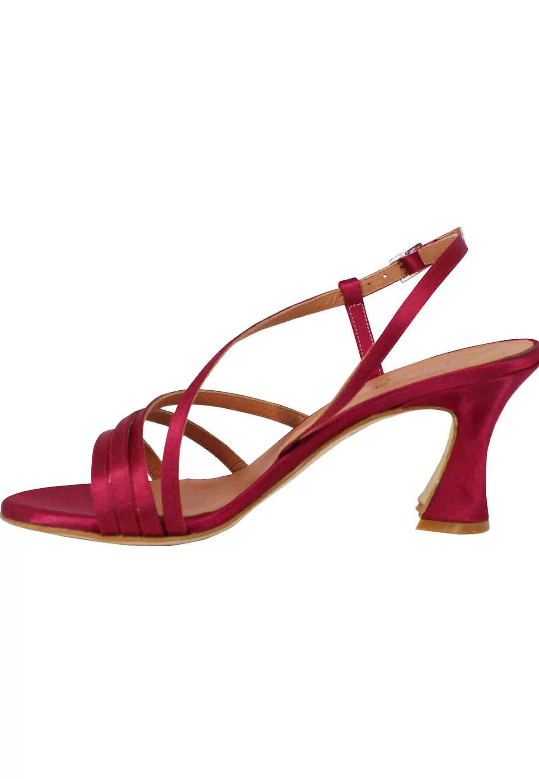 Sandali Slingback Donna In Raso Bordeaux E Suola In Cuoio*Tattoo New