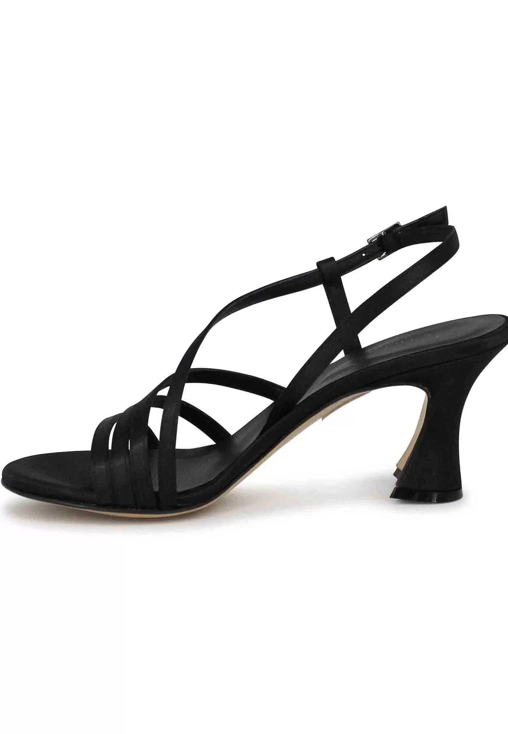 Sandali Slingback Donna In Raso Nero E Suola In Cuoio*Tattoo Cheap