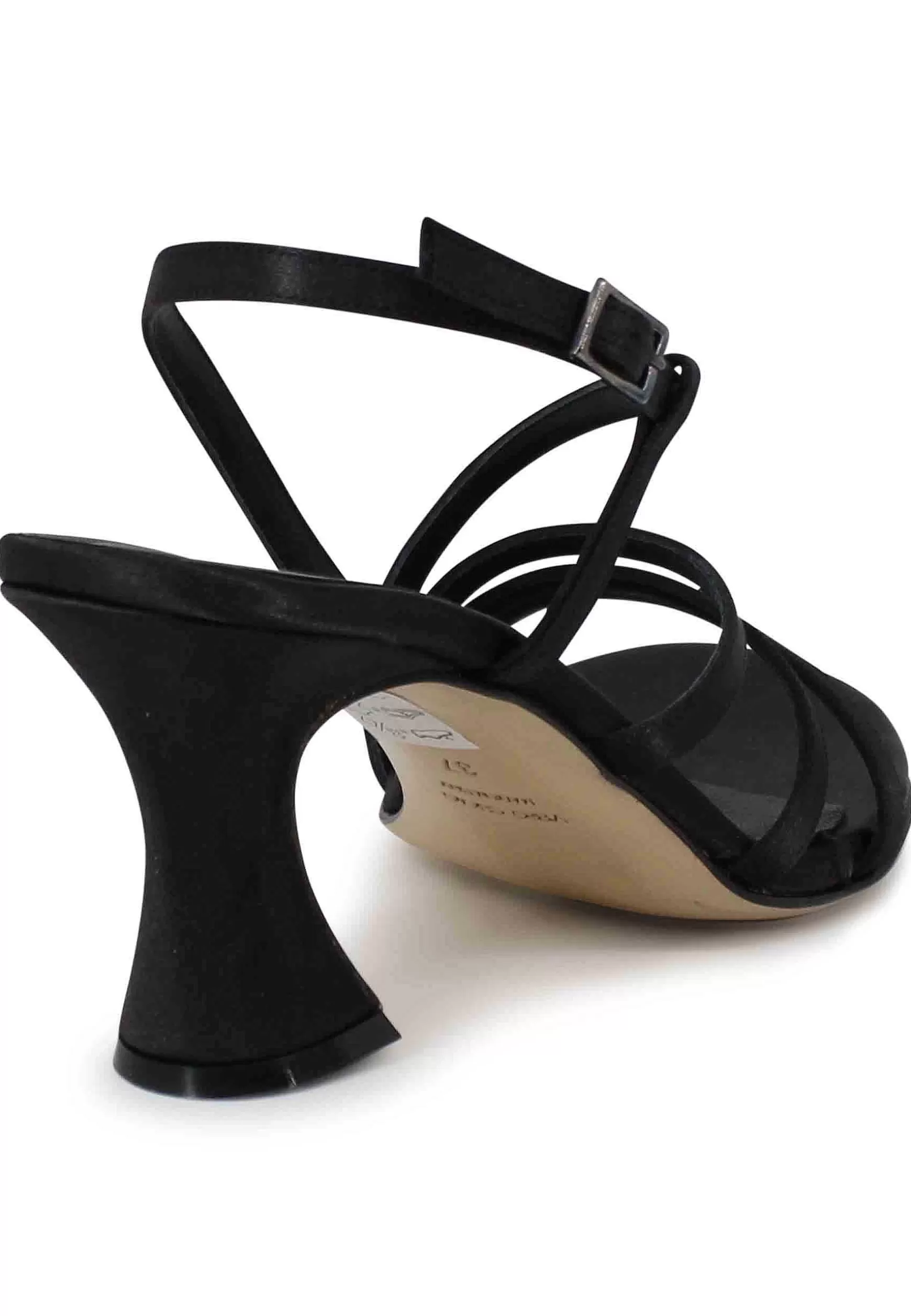 Sandali Slingback Donna In Raso Nero E Suola In Cuoio*Tattoo Cheap