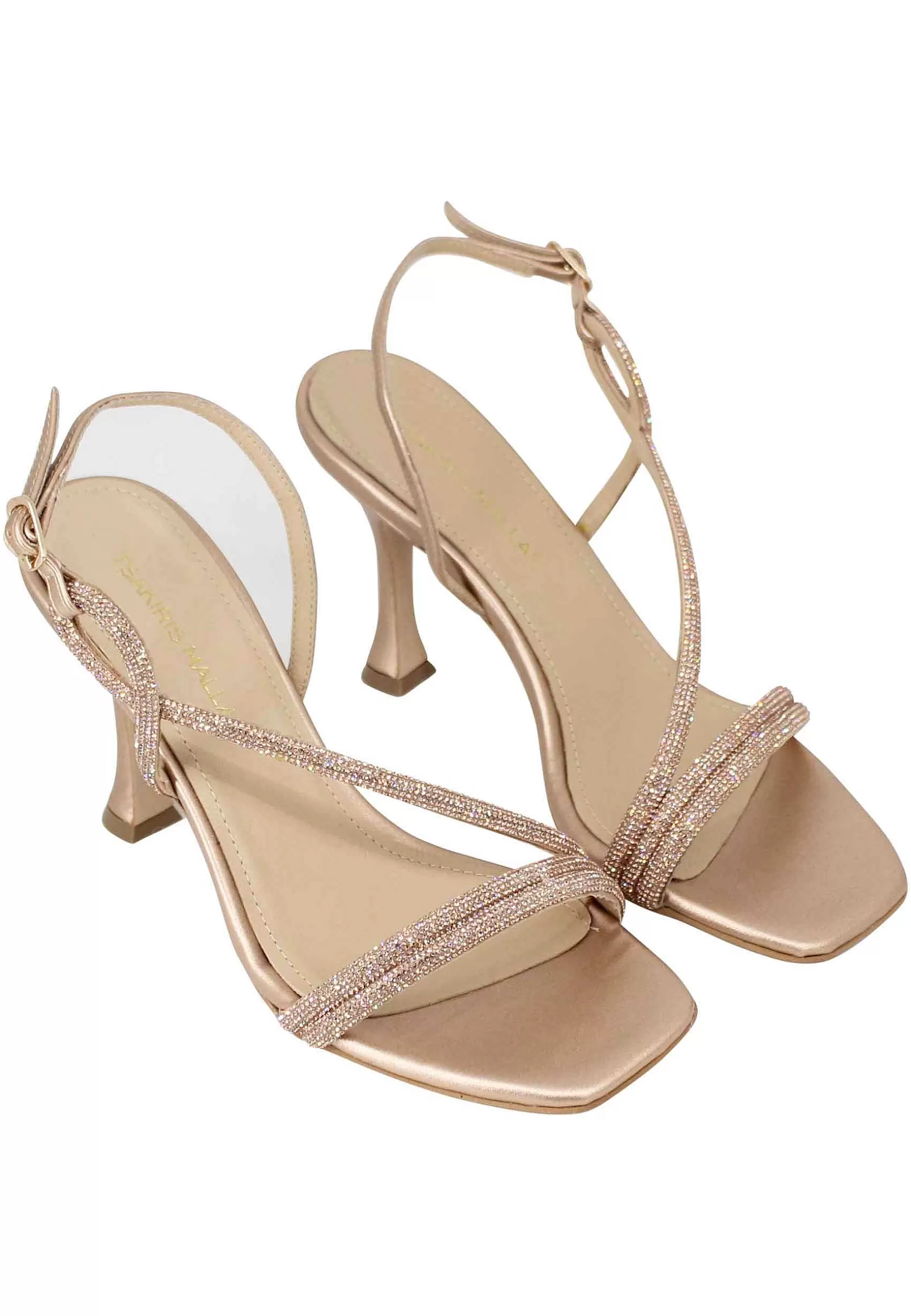 Sandali Slingback Donna In Strass Rosa Lame E Tacco Alto*Tsakiris Mallas Hot