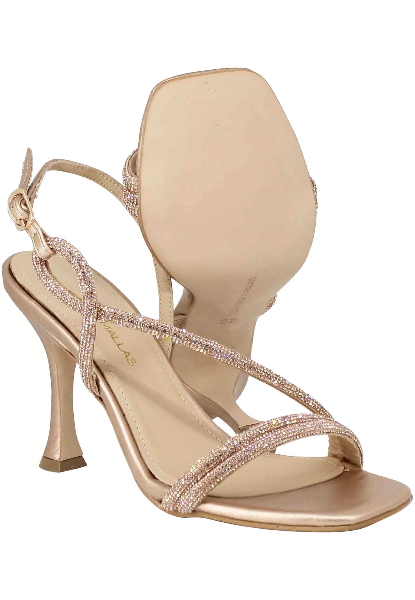 Sandali Slingback Donna In Strass Rosa Lame E Tacco Alto*Tsakiris Mallas Hot