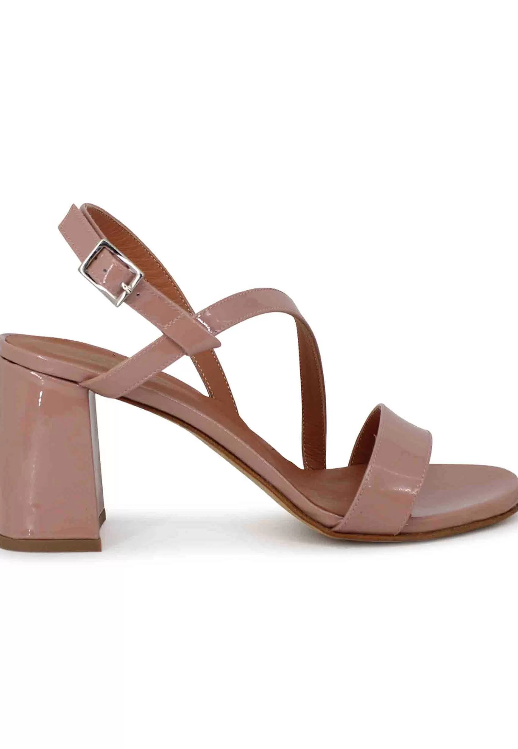 Sandali Slingback Donna In Vernice Cipria Tacco Alto E Punta Tonda*Tattoo Sale