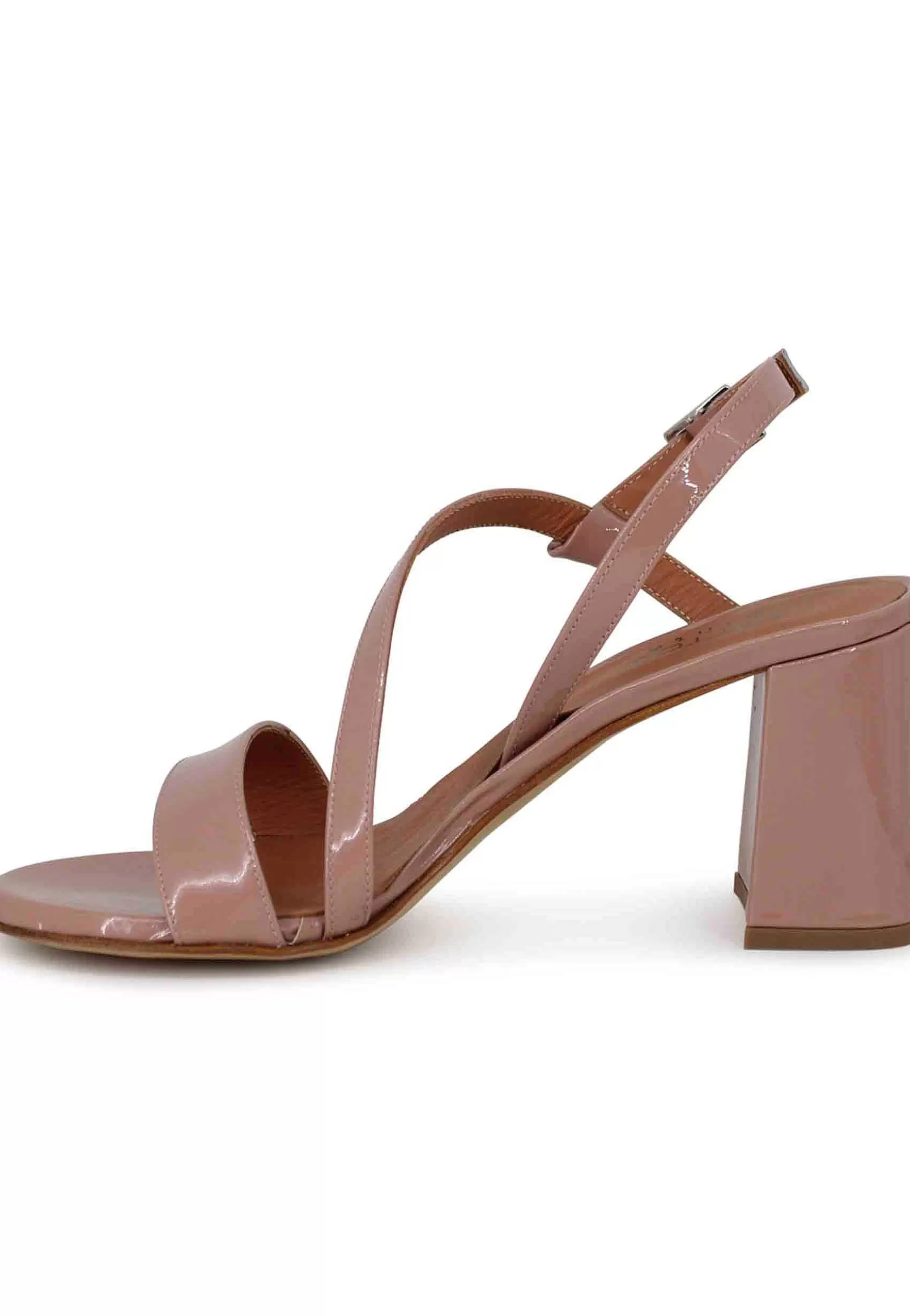 Sandali Slingback Donna In Vernice Cipria Tacco Alto E Punta Tonda*Tattoo Sale