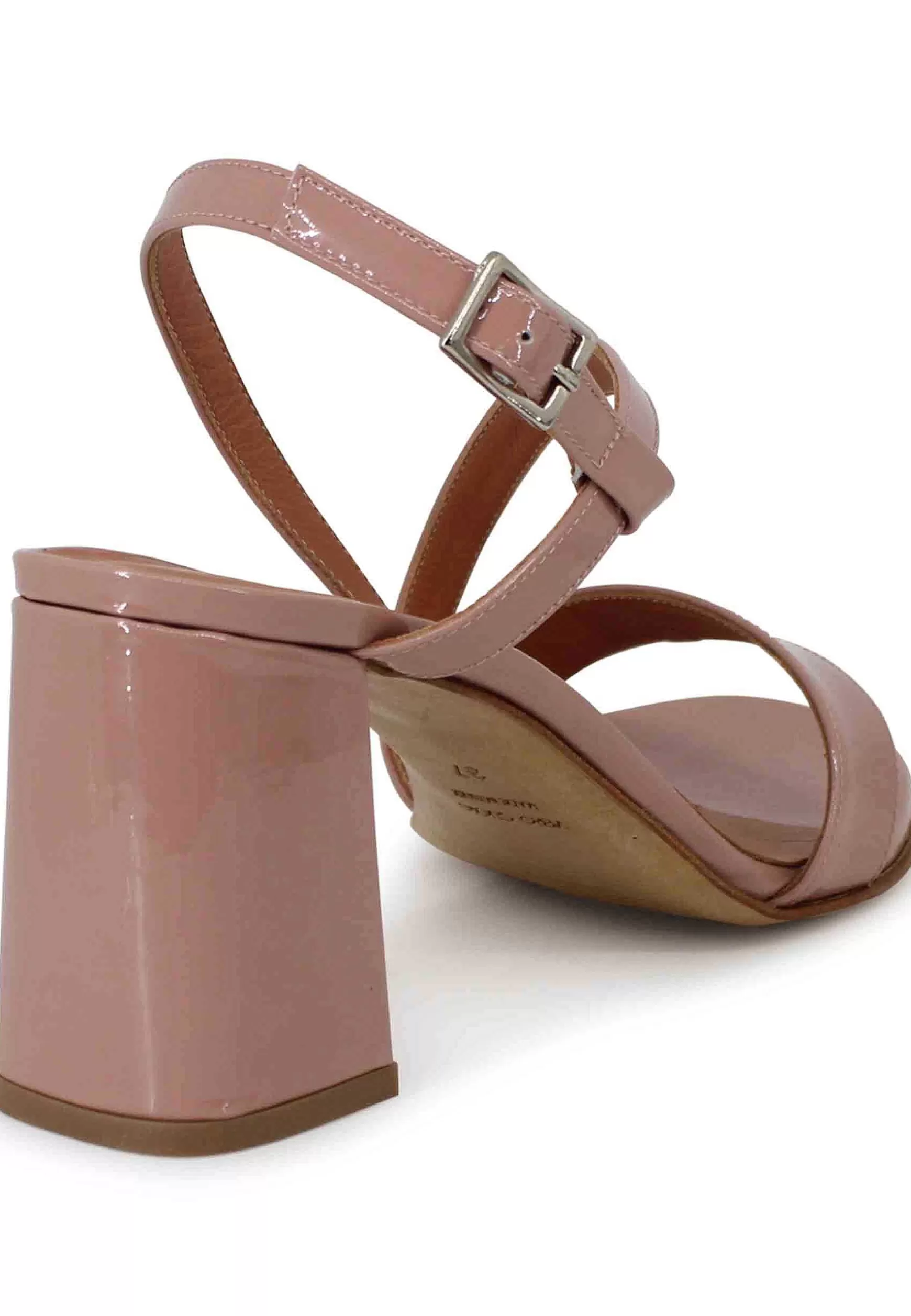 Sandali Slingback Donna In Vernice Cipria Tacco Alto E Punta Tonda*Tattoo Sale