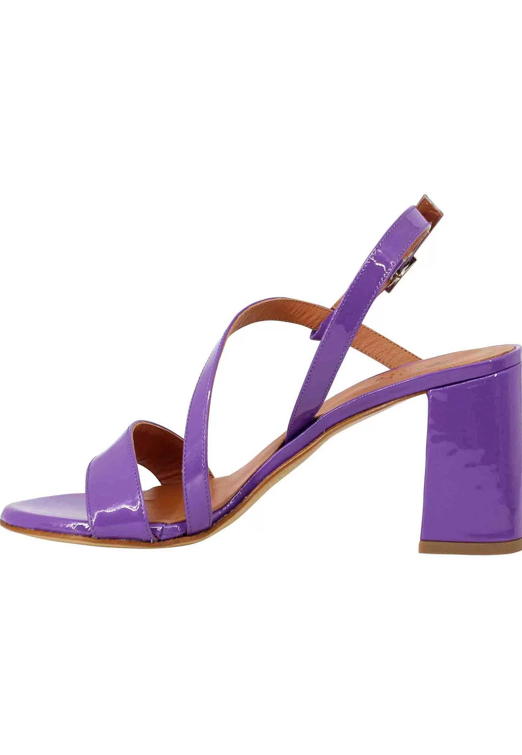Sandali Slingback Donna In Vernice Viola Tacco Alto E Punta Tonda*Tattoo Hot