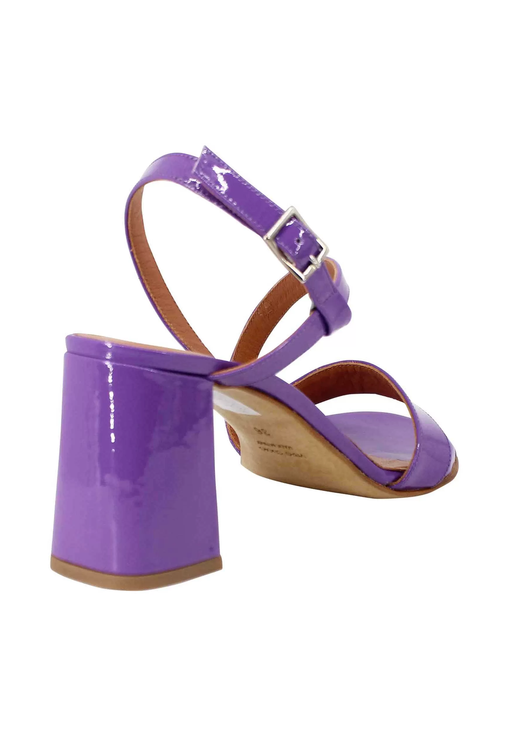 Sandali Slingback Donna In Vernice Viola Tacco Alto E Punta Tonda*Tattoo Hot