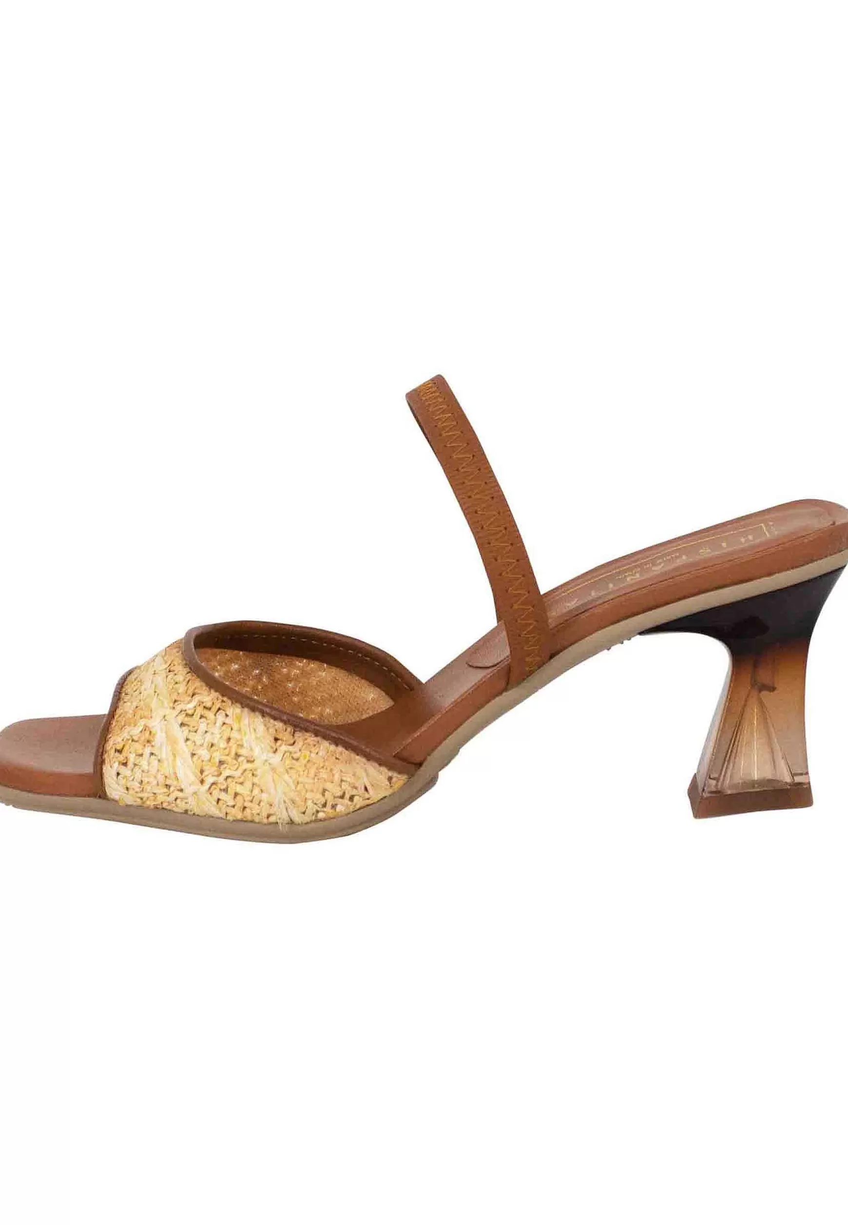 Sandali Slingback Greta Donna In Pelle Cuoio Con Cinturino Elasticizzato E Tacco Trasparente*Hispanitas Best Sale