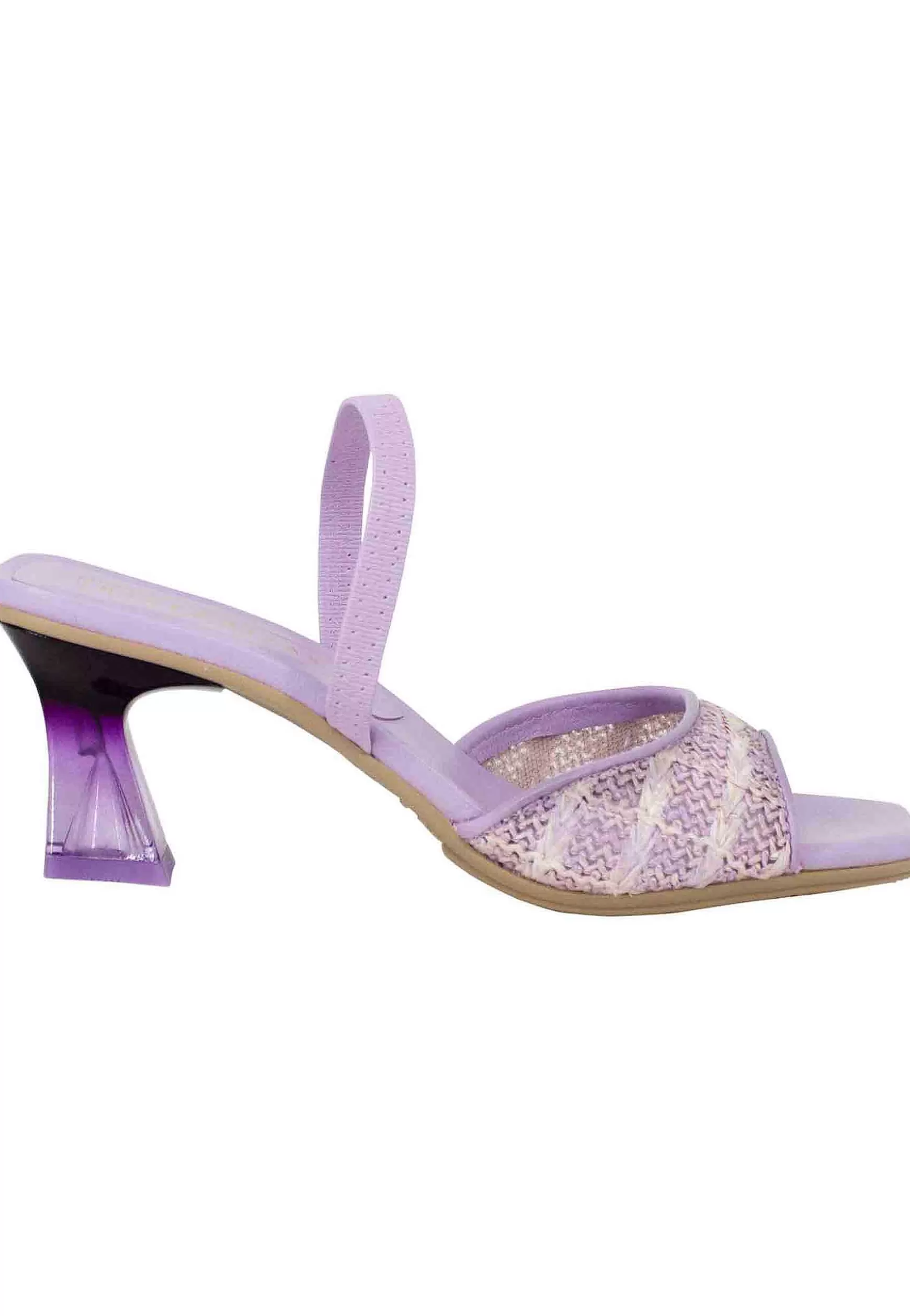 Sandali Slingback Greta Donna In Pelle Di Colore Lavanda Con Cinturino Elasticizzato E Tacco Trasparente*Hispanitas Flash Sale