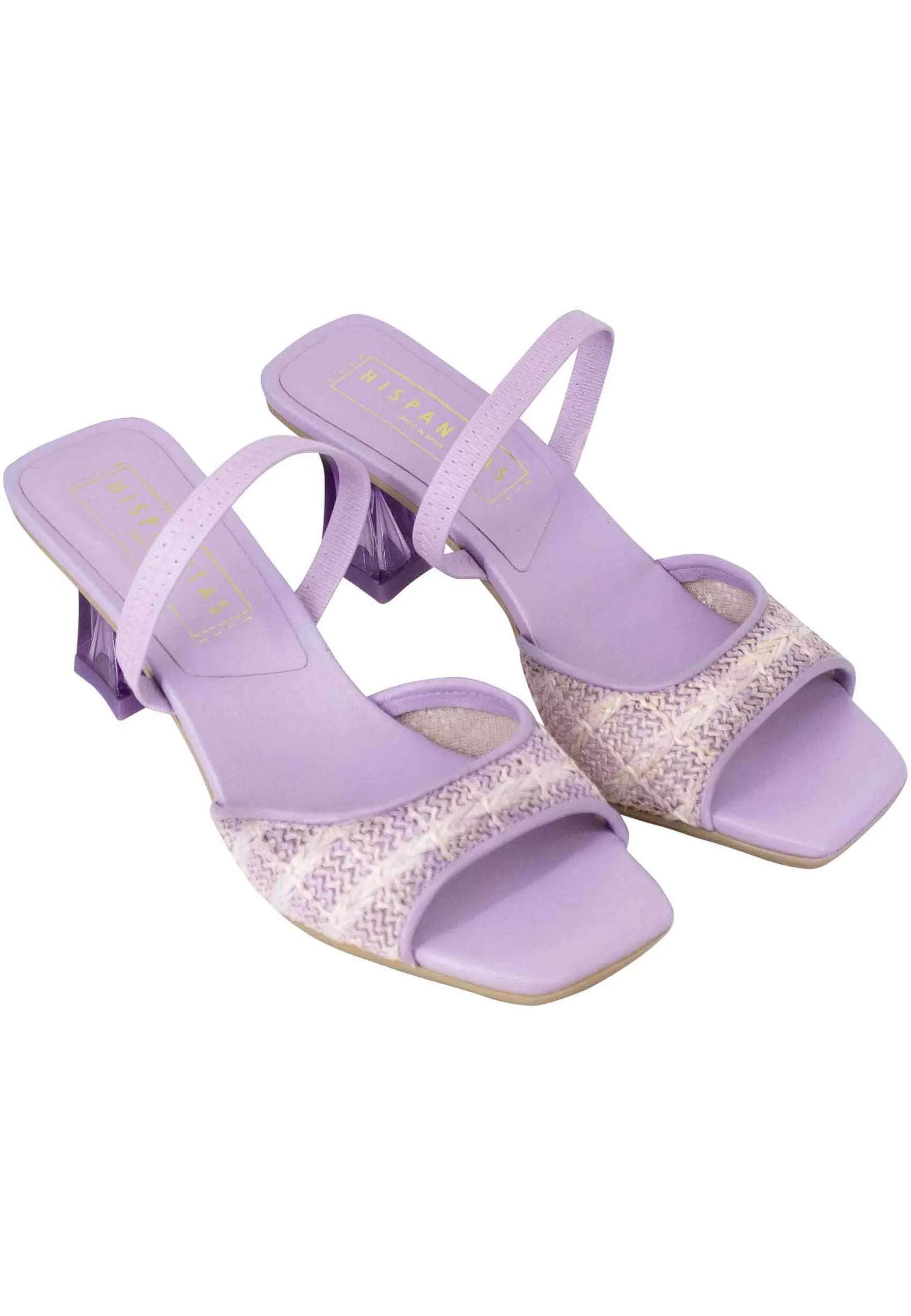 Sandali Slingback Greta Donna In Pelle Di Colore Lavanda Con Cinturino Elasticizzato E Tacco Trasparente*Hispanitas Flash Sale