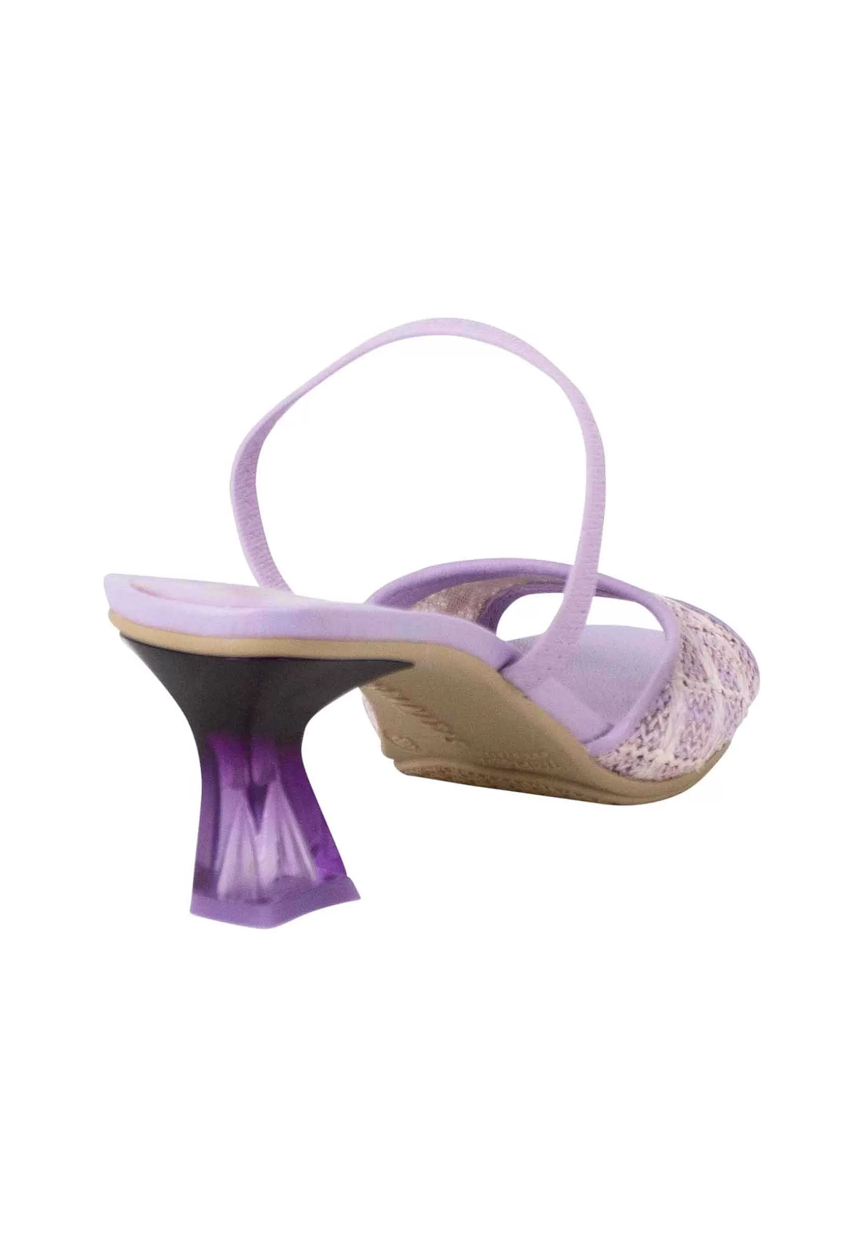 Sandali Slingback Greta Donna In Pelle Di Colore Lavanda Con Cinturino Elasticizzato E Tacco Trasparente*Hispanitas Flash Sale