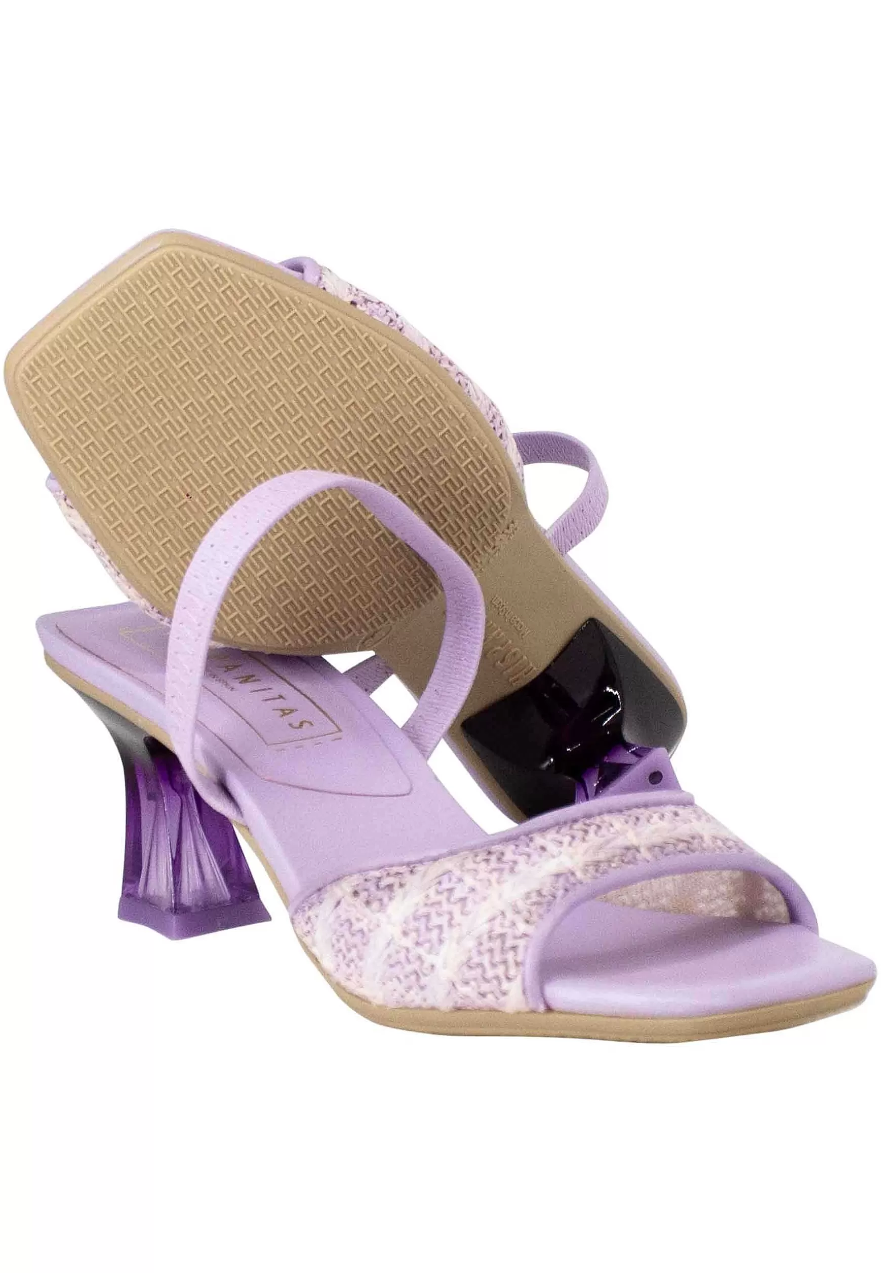 Sandali Slingback Greta Donna In Pelle Di Colore Lavanda Con Cinturino Elasticizzato E Tacco Trasparente*Hispanitas Flash Sale