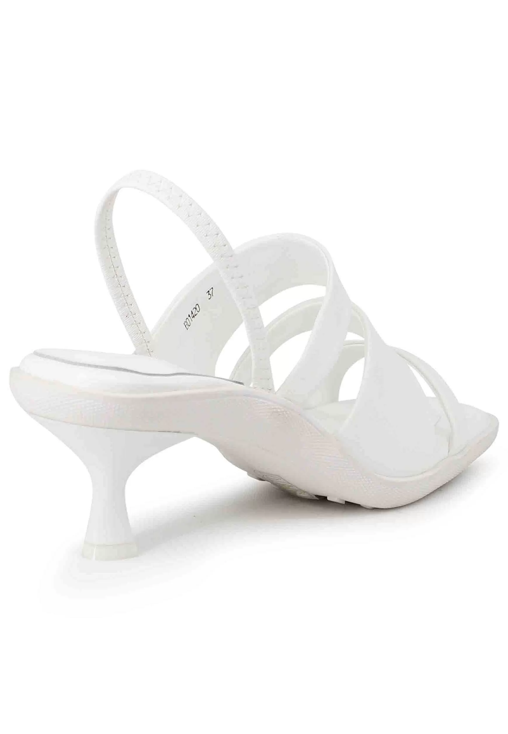 Sandali Slingbak Donna In Pelle Bianca Con Suola In Gomma E Tacco Colorato*Manufacture D Shop