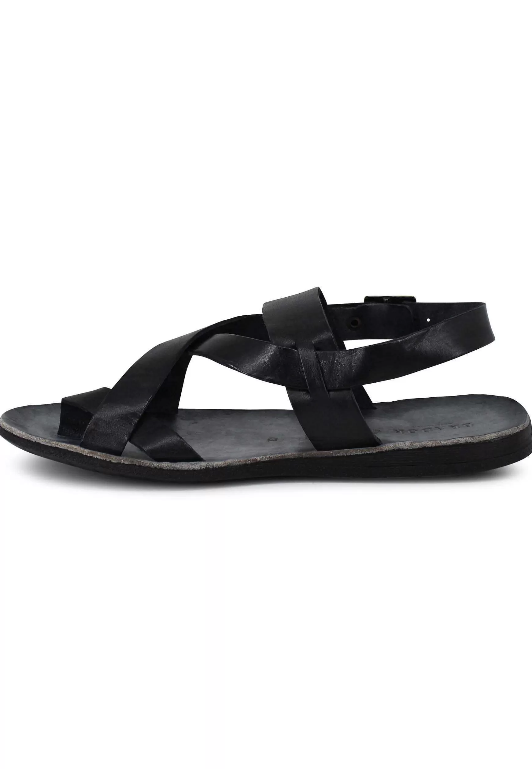 Sandali Uomo Infradito In Pelle Nera Con Cinturino E Fibbia*Brador Cheap
