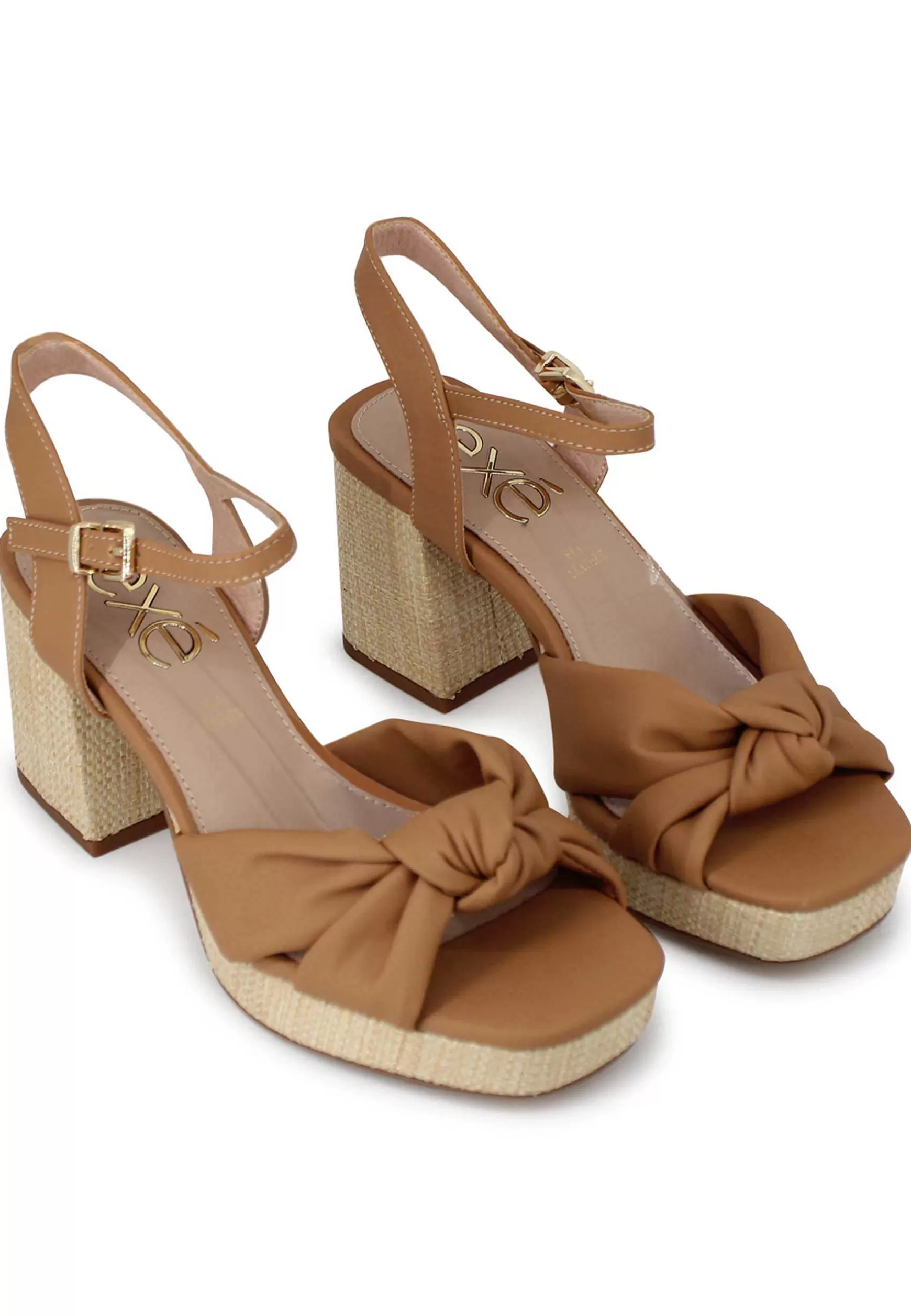 Sandali Vegan Donna In Eco Pelle Cuoio Cinturino Alla Caviglia Con Tacco E Plateau*Exe Online