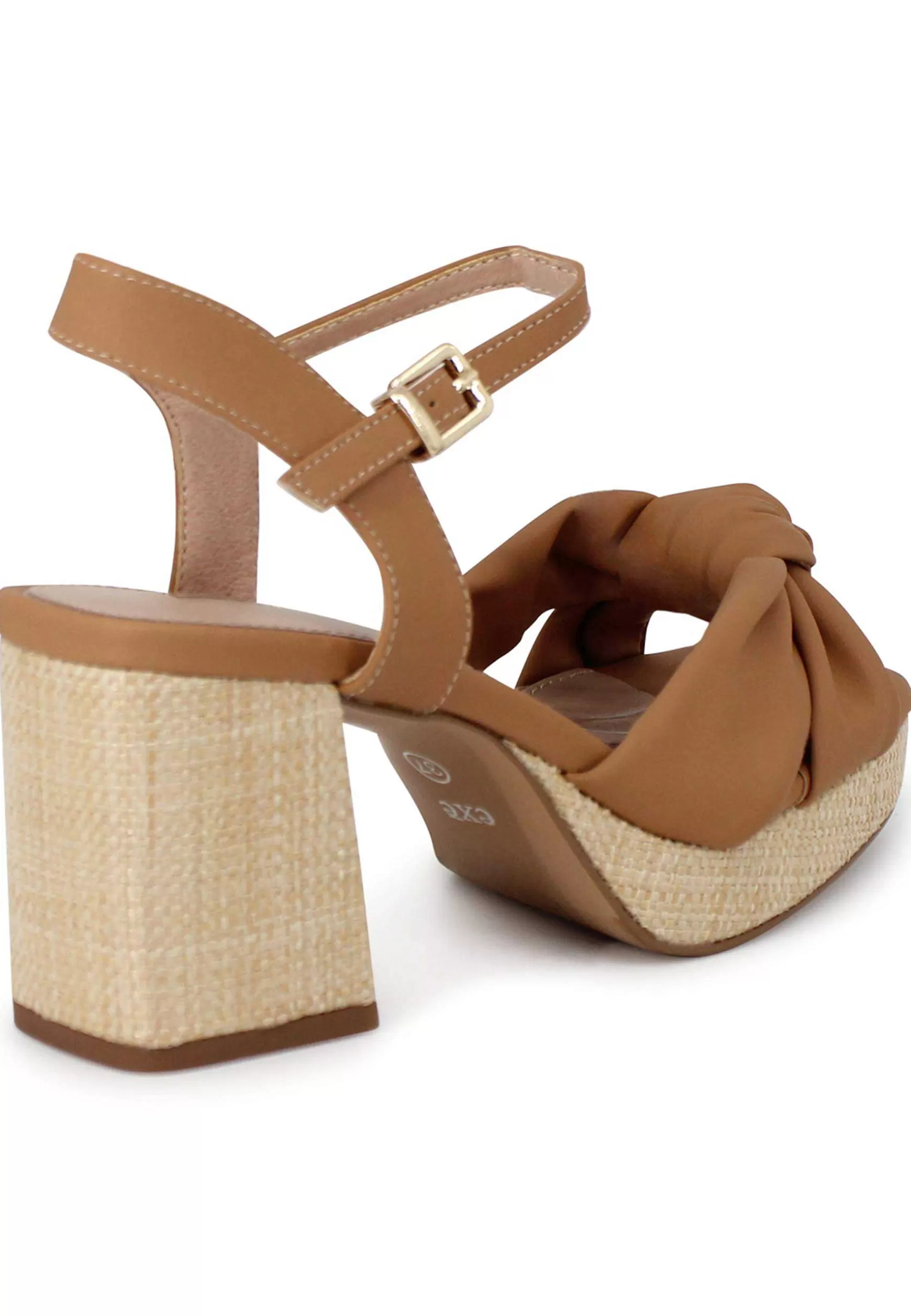 Sandali Vegan Donna In Eco Pelle Cuoio Cinturino Alla Caviglia Con Tacco E Plateau*Exe Online