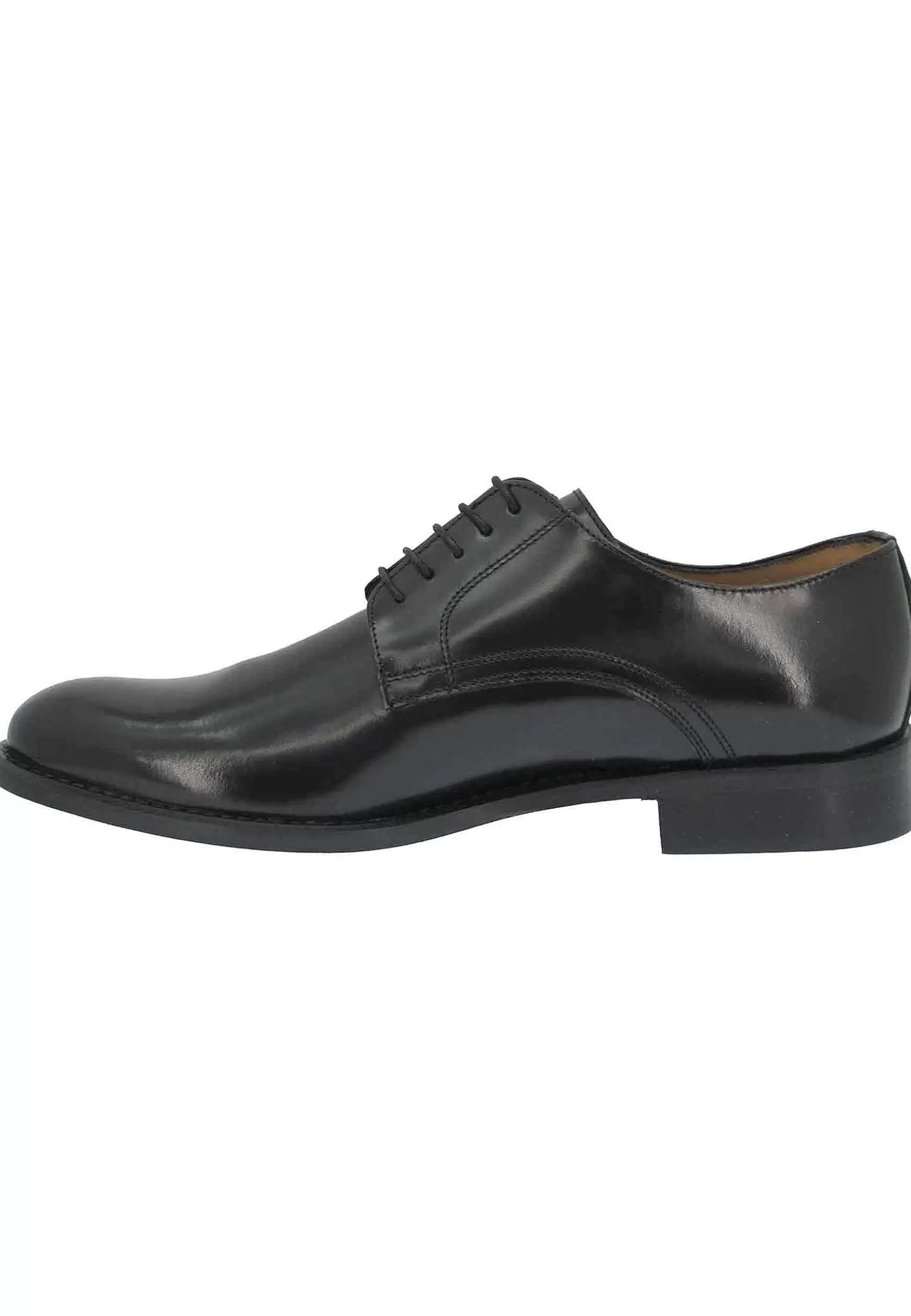 Scarpe Stringate Uomo In Pelle Nera Lucina Con Suola E Tacco In Cuoio** New