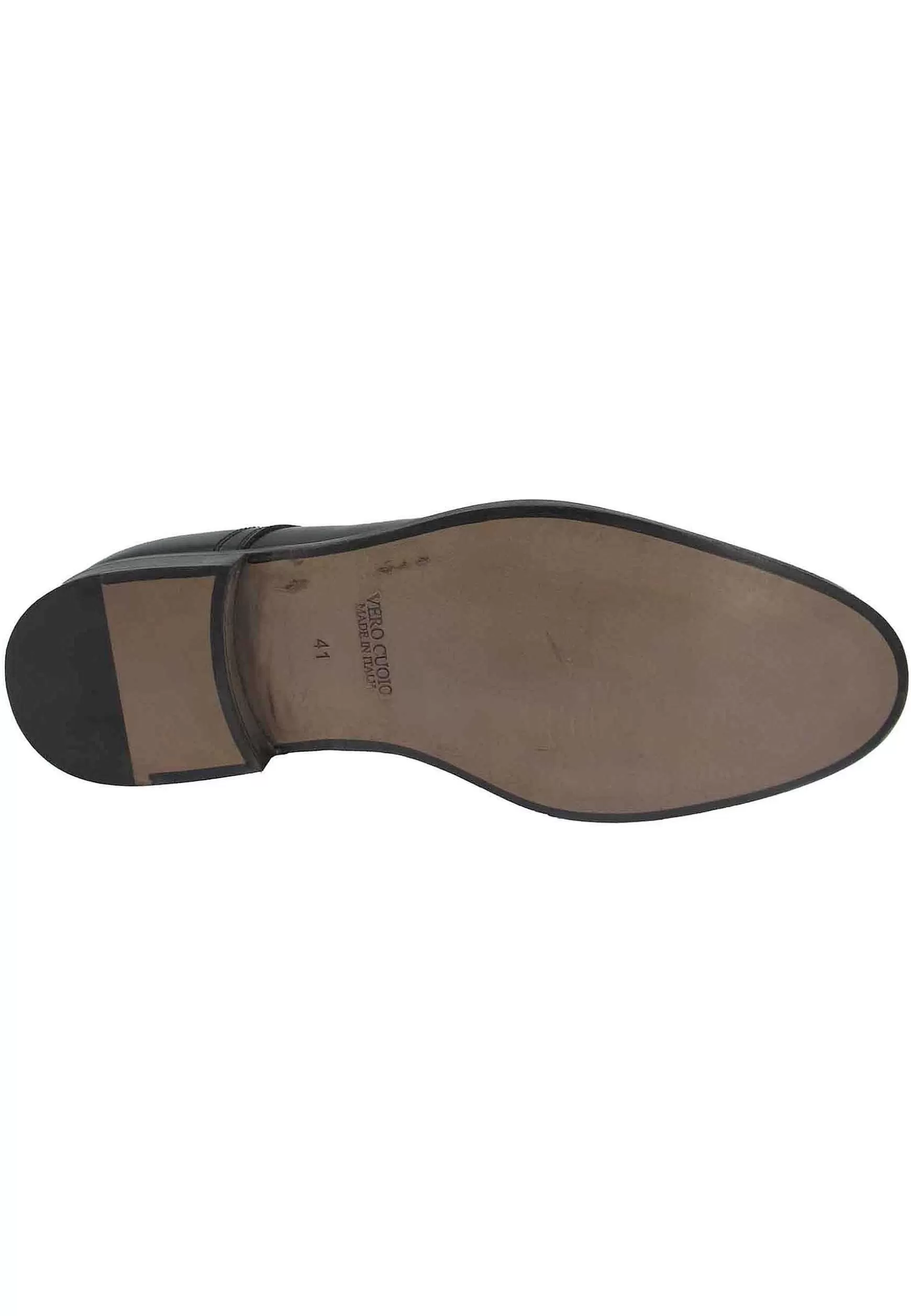 Scarpe Stringate Uomo In Pelle Nera Lucina Con Suola E Tacco In Cuoio** New