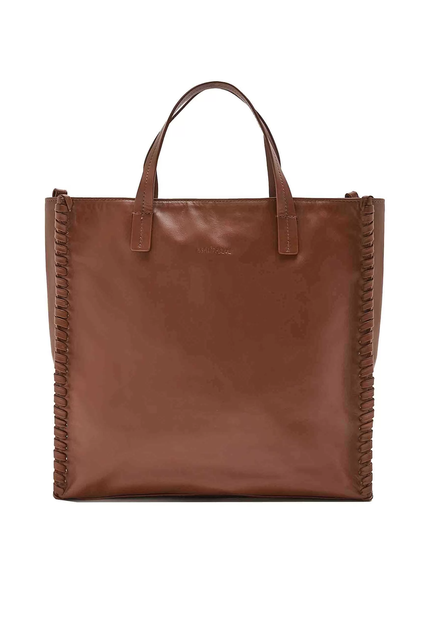 Shoppin Bag Donna Tresse In Pelle Cammello Con Doppi Manici E Tracolla*Maliparmi Cheap