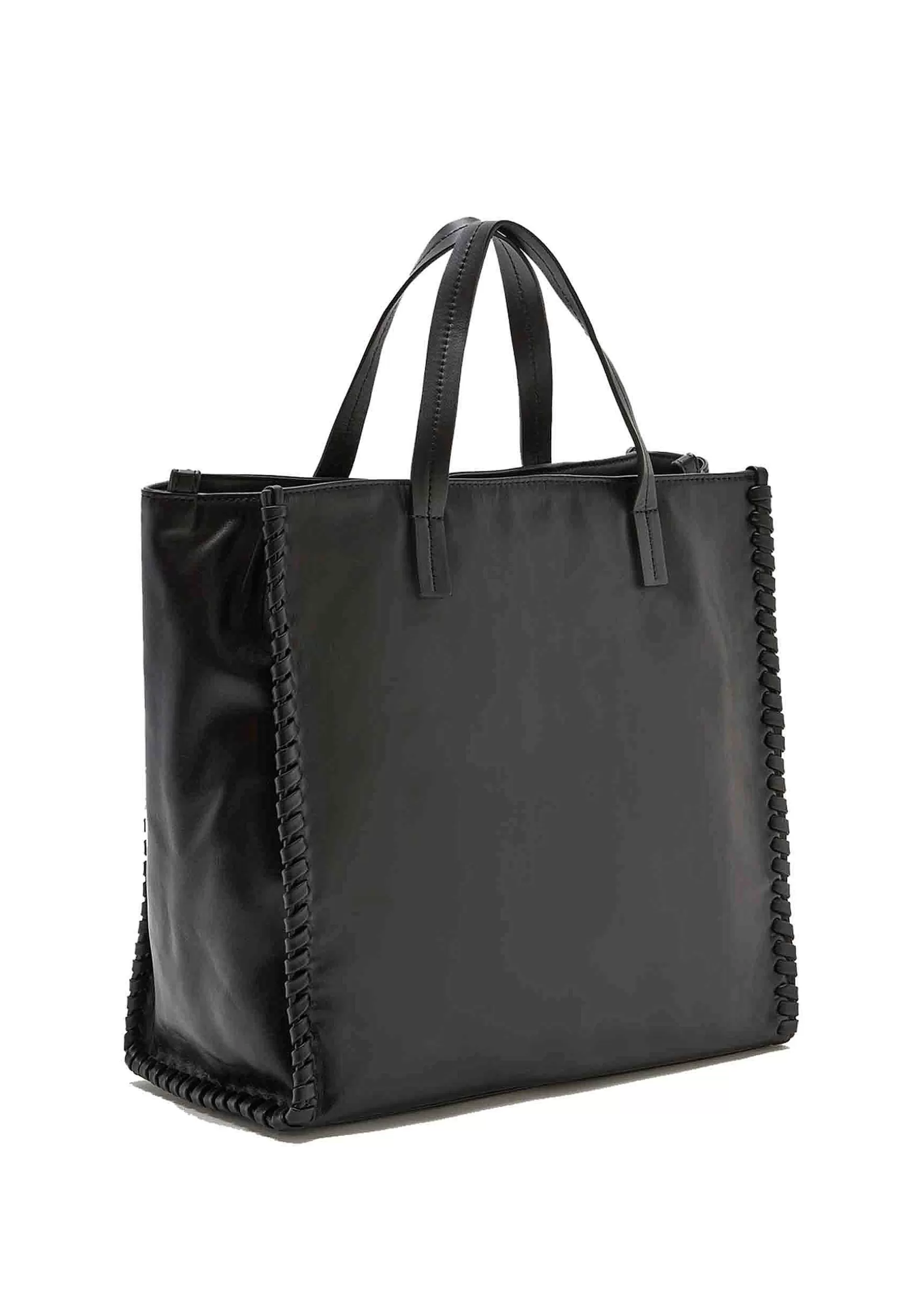 Shoppin Bag Donna Tresse In Pelle Nera Con Doppi Manici E Tracolla*Maliparmi Clearance