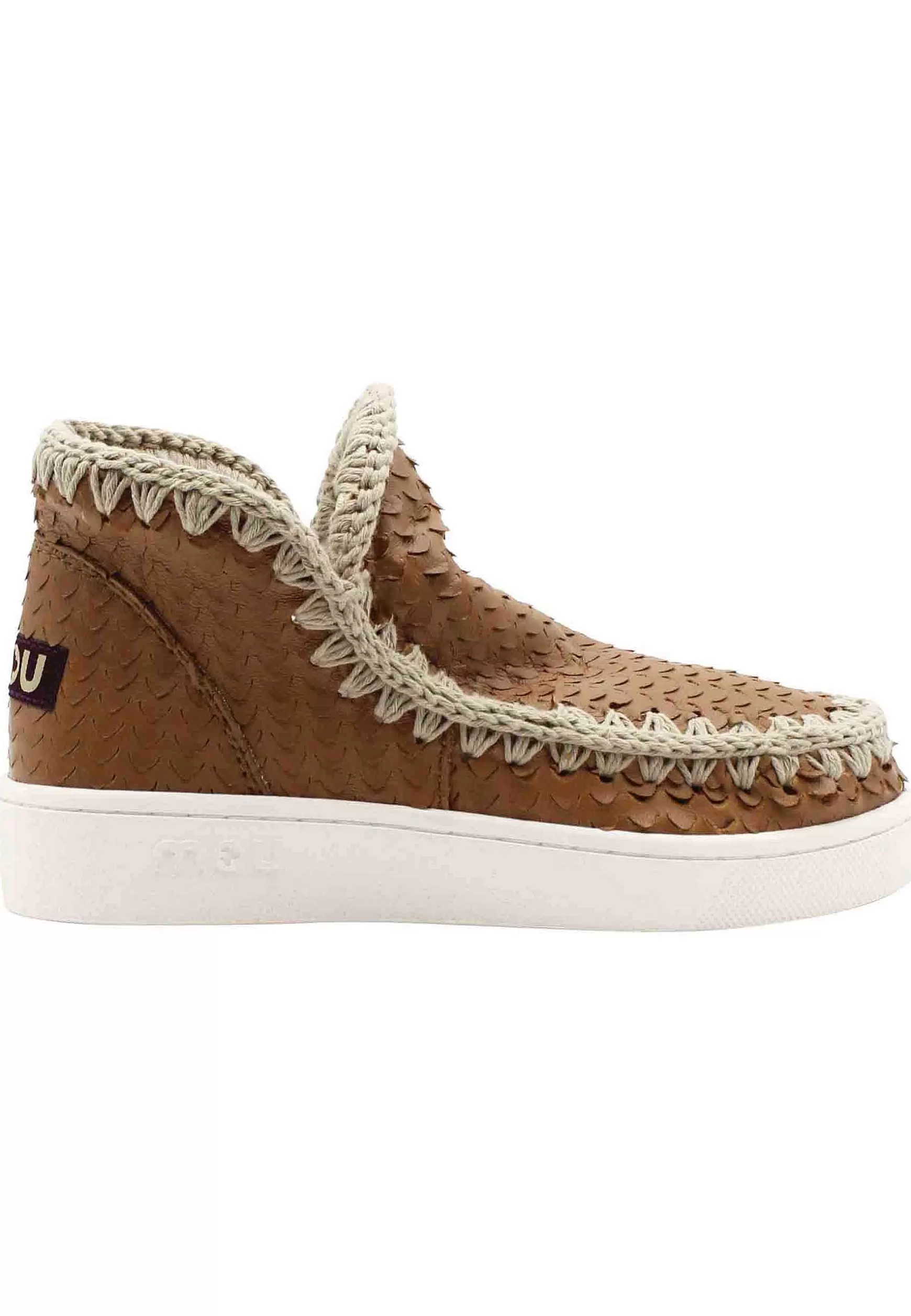 Sneaker Donna Leather Summer Eskimo In Pelle Marrone Forata*Mou Flash Sale
