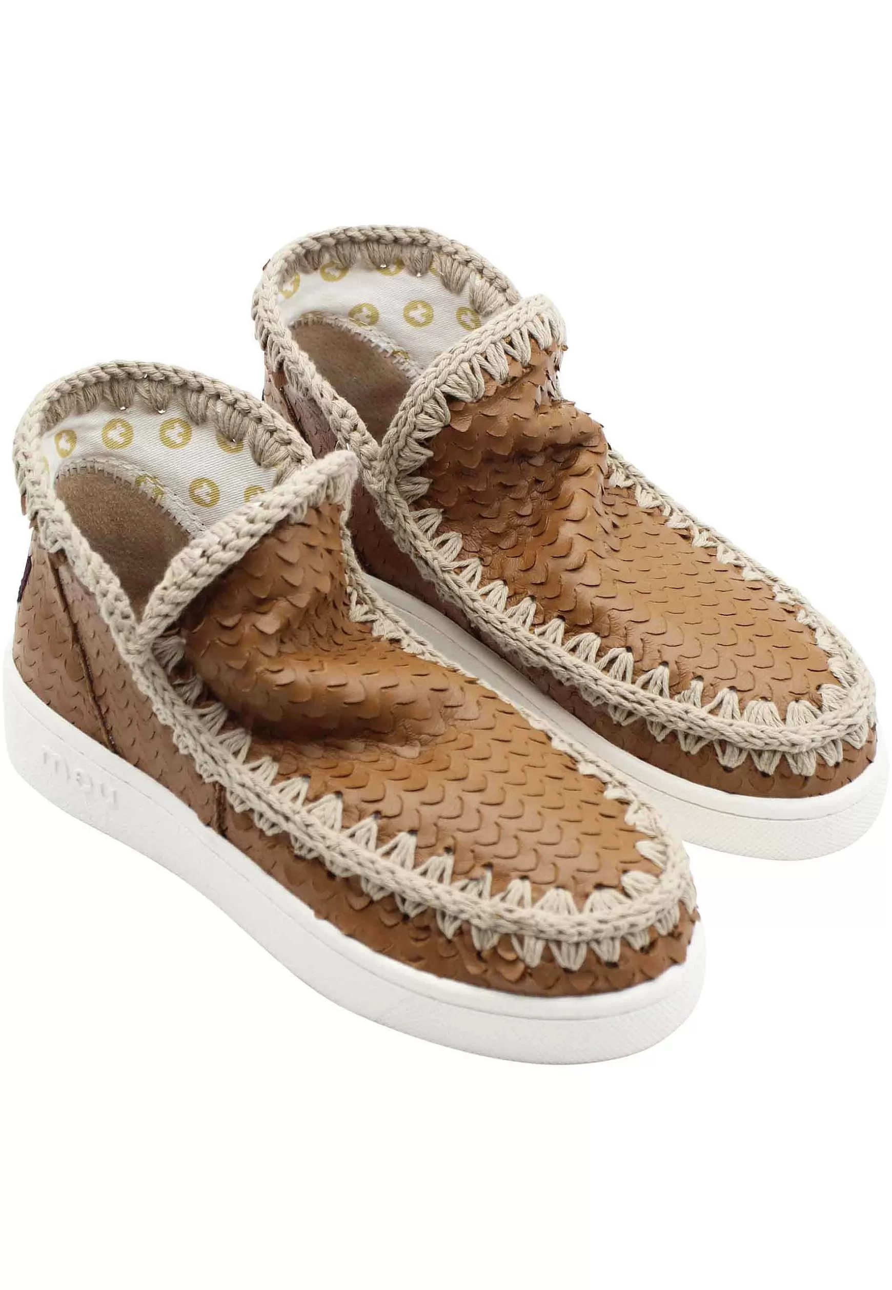 Sneaker Donna Leather Summer Eskimo In Pelle Marrone Forata*Mou Flash Sale
