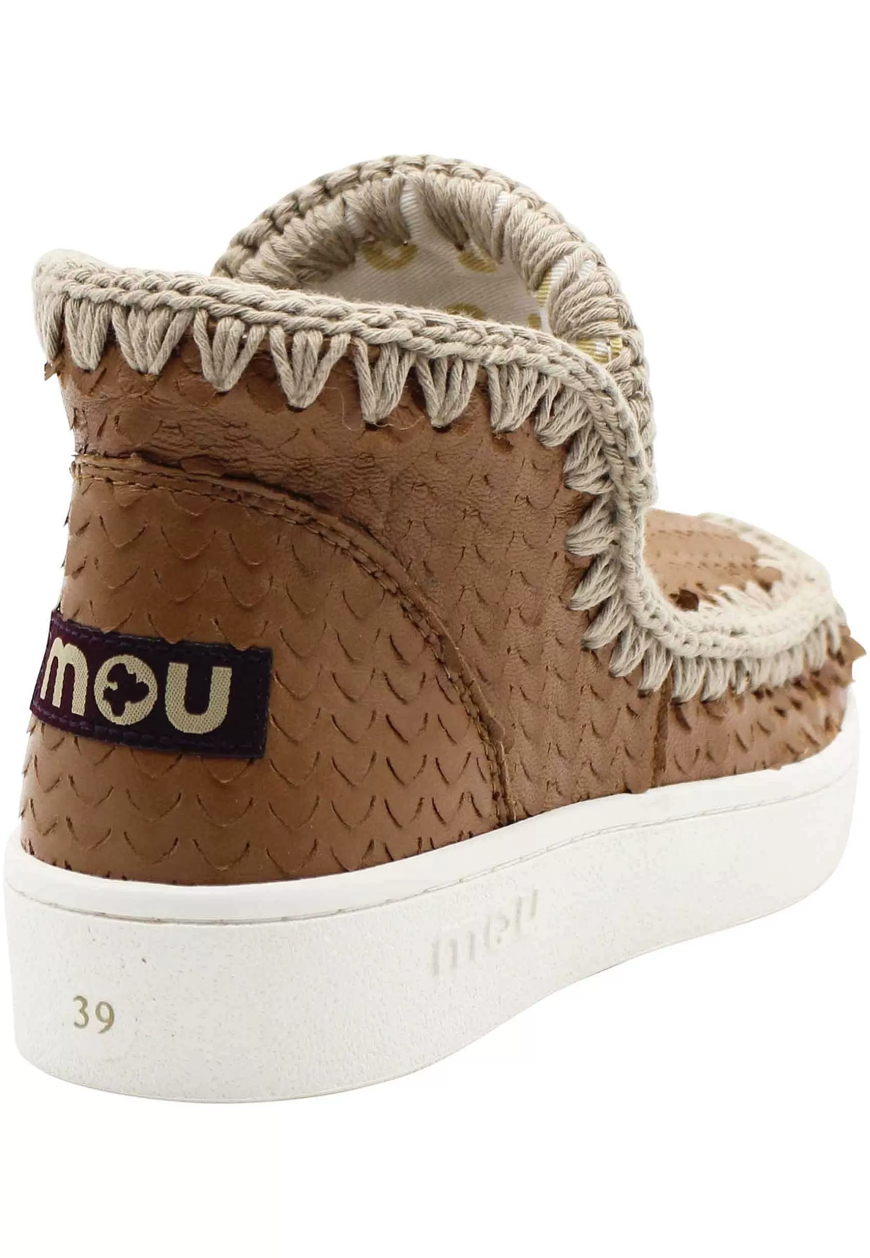 Sneaker Donna Leather Summer Eskimo In Pelle Marrone Forata*Mou Flash Sale