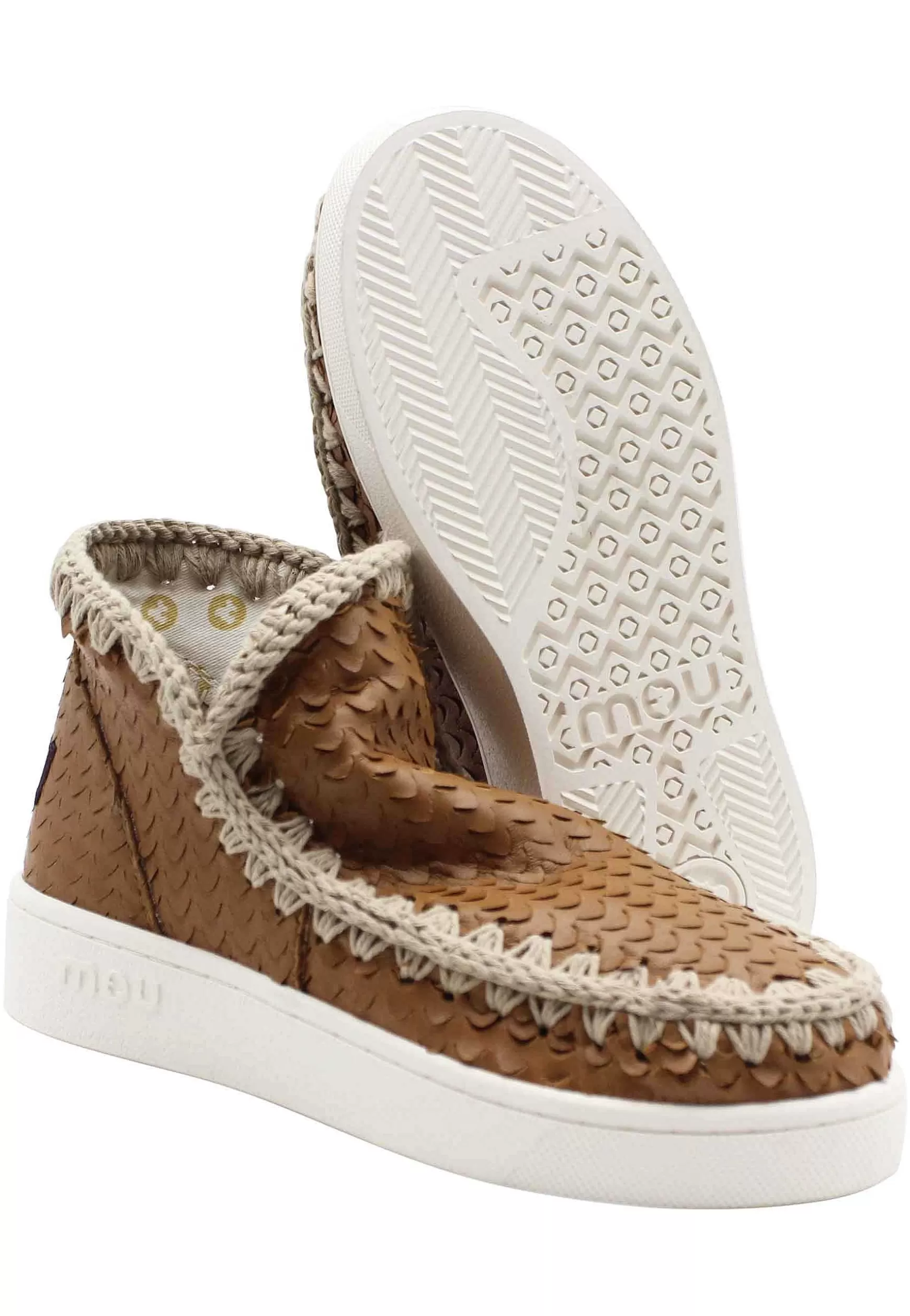 Sneaker Donna Leather Summer Eskimo In Pelle Marrone Forata*Mou Flash Sale