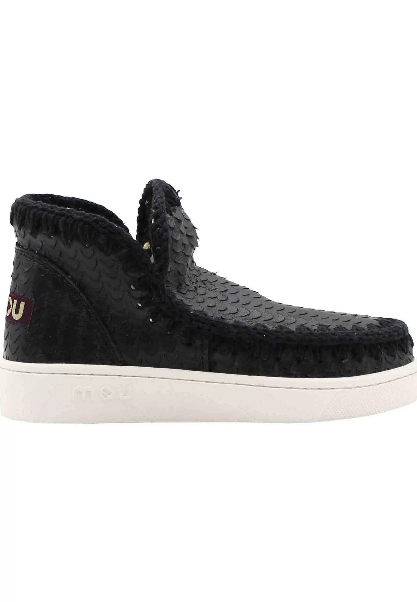 Sneaker Donna Leather Summer Eskimo In Pelle Nera Forata*Mou Discount