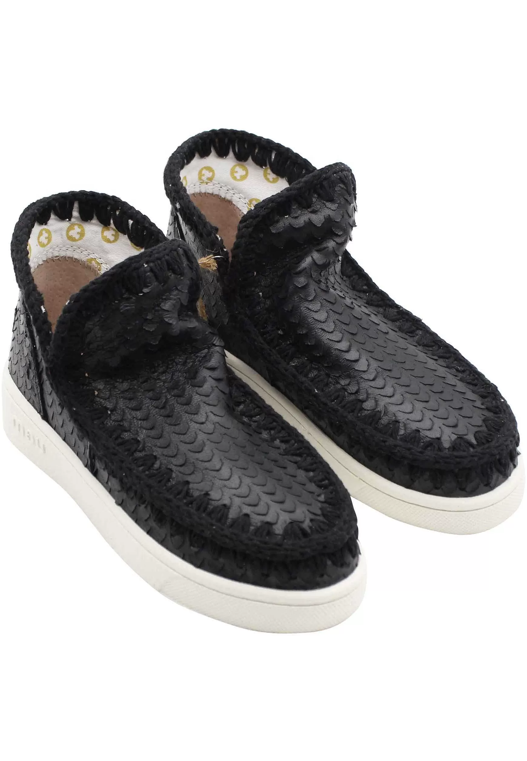 Sneaker Donna Leather Summer Eskimo In Pelle Nera Forata*Mou Discount