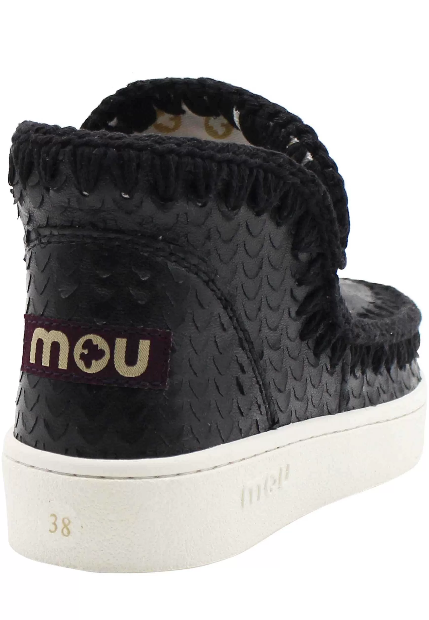 Sneaker Donna Leather Summer Eskimo In Pelle Nera Forata*Mou Discount