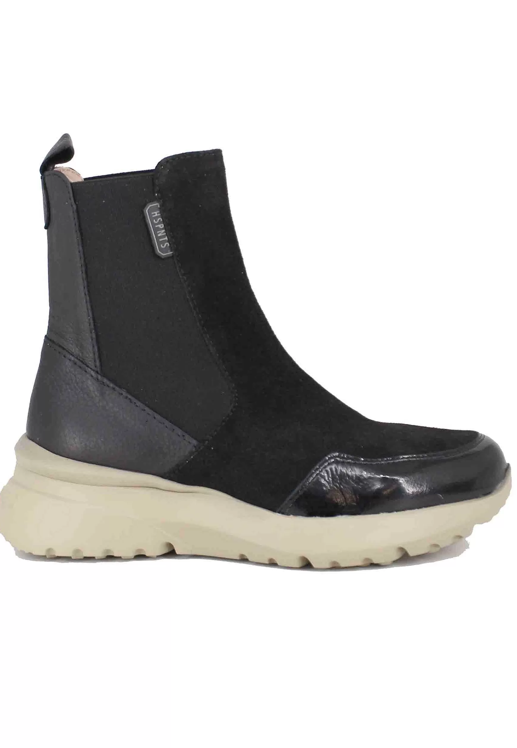 Sneakers Donna A Stivaletto In Pelle E Tessuto Nero Rio Black*Hispanitas New
