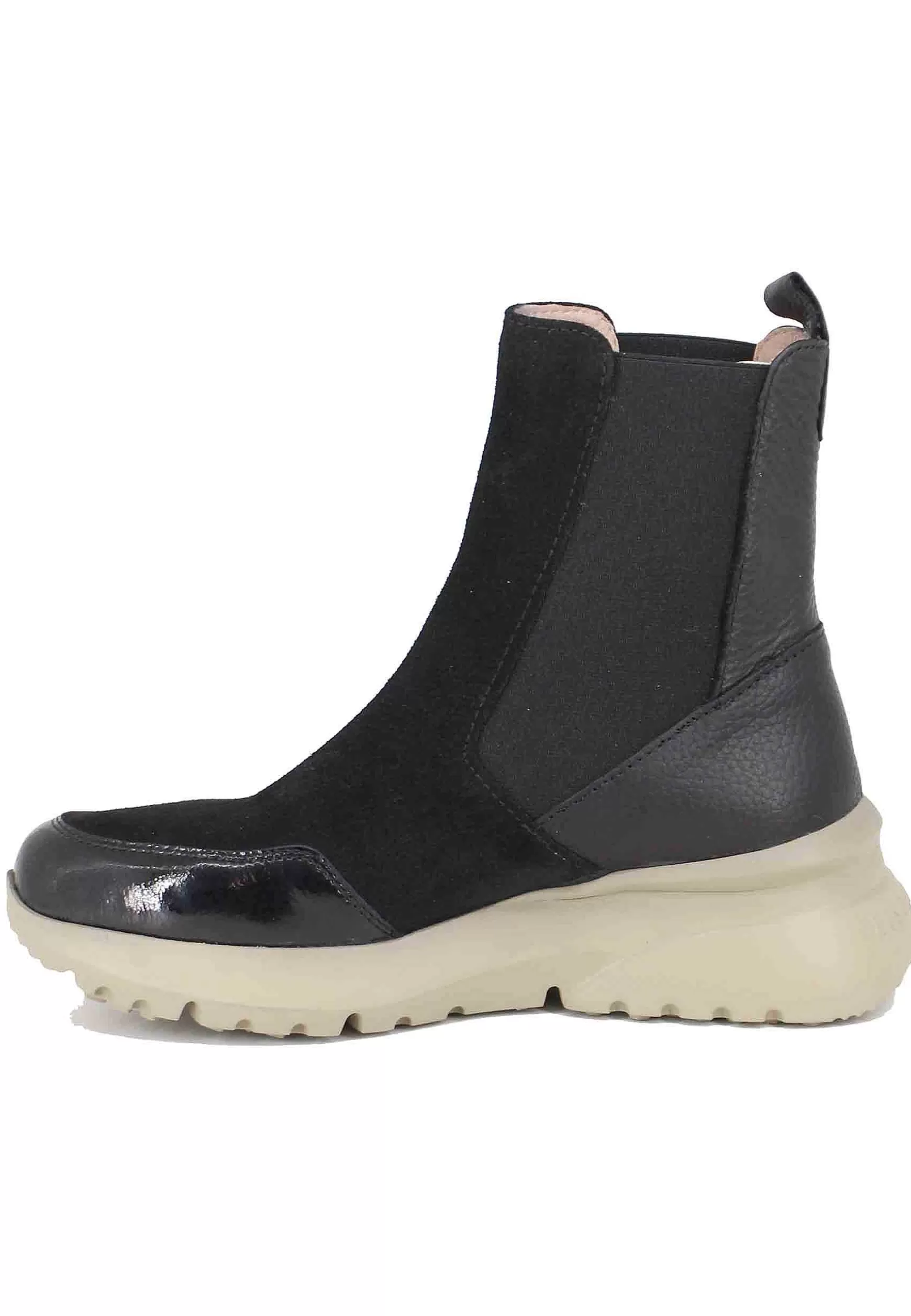 Sneakers Donna A Stivaletto In Pelle E Tessuto Nero Rio Black*Hispanitas New