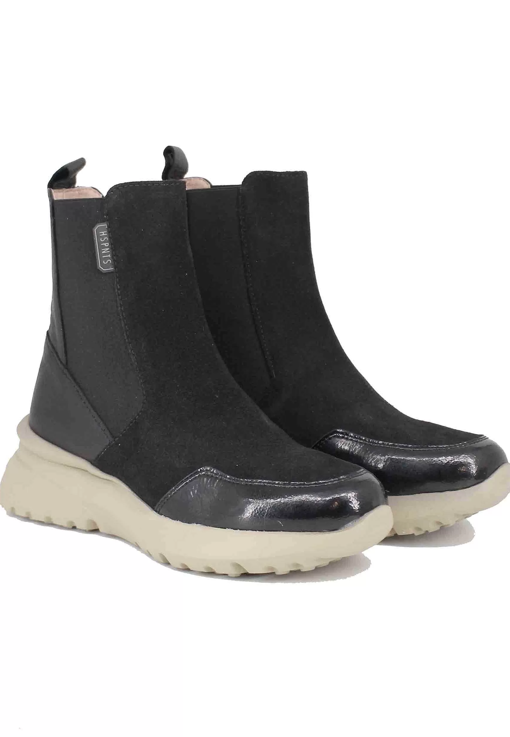 Sneakers Donna A Stivaletto In Pelle E Tessuto Nero Rio Black*Hispanitas New